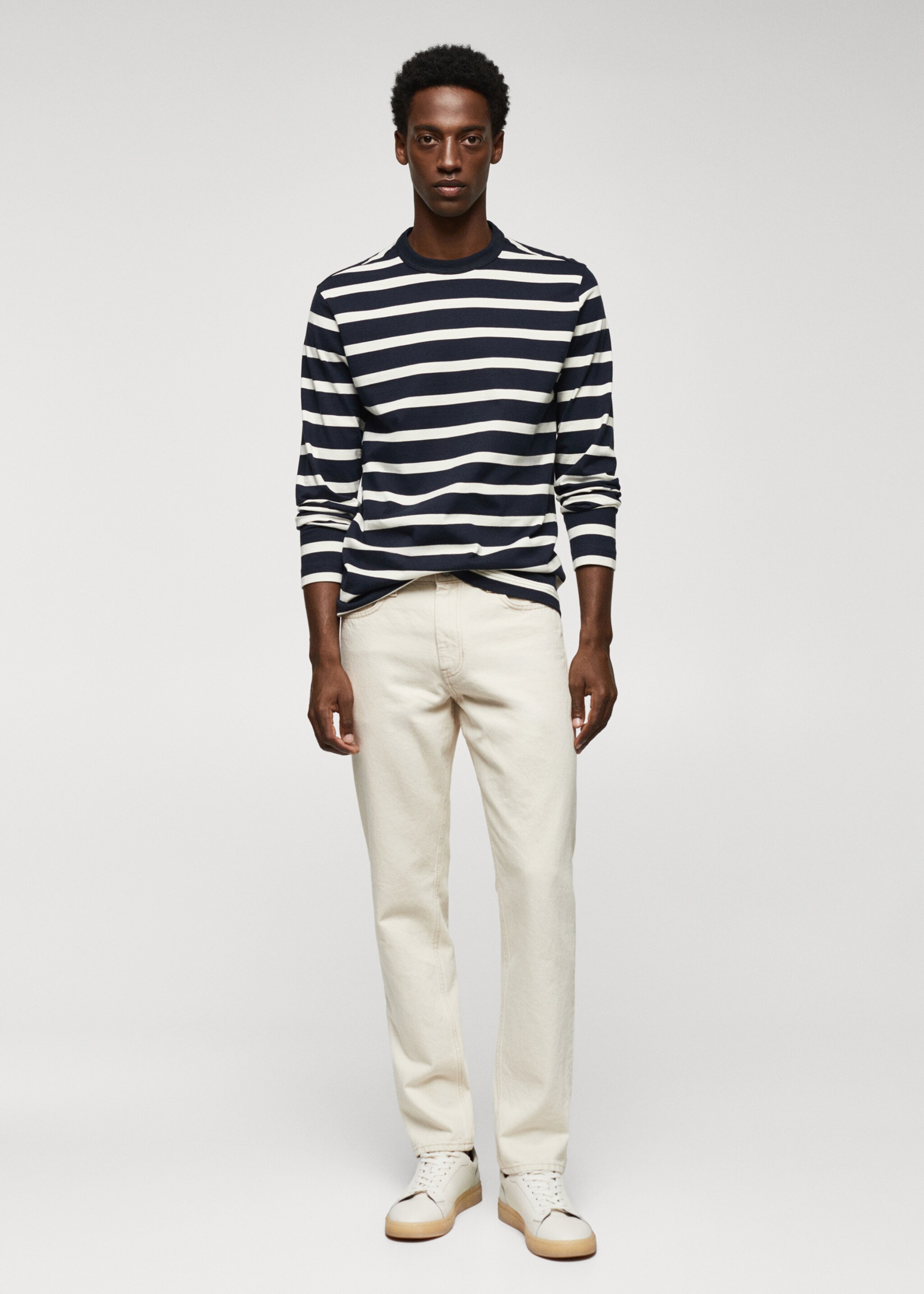 Striped long sleeves t-shirt - General plane, Navy. Ref: 57054405-00.