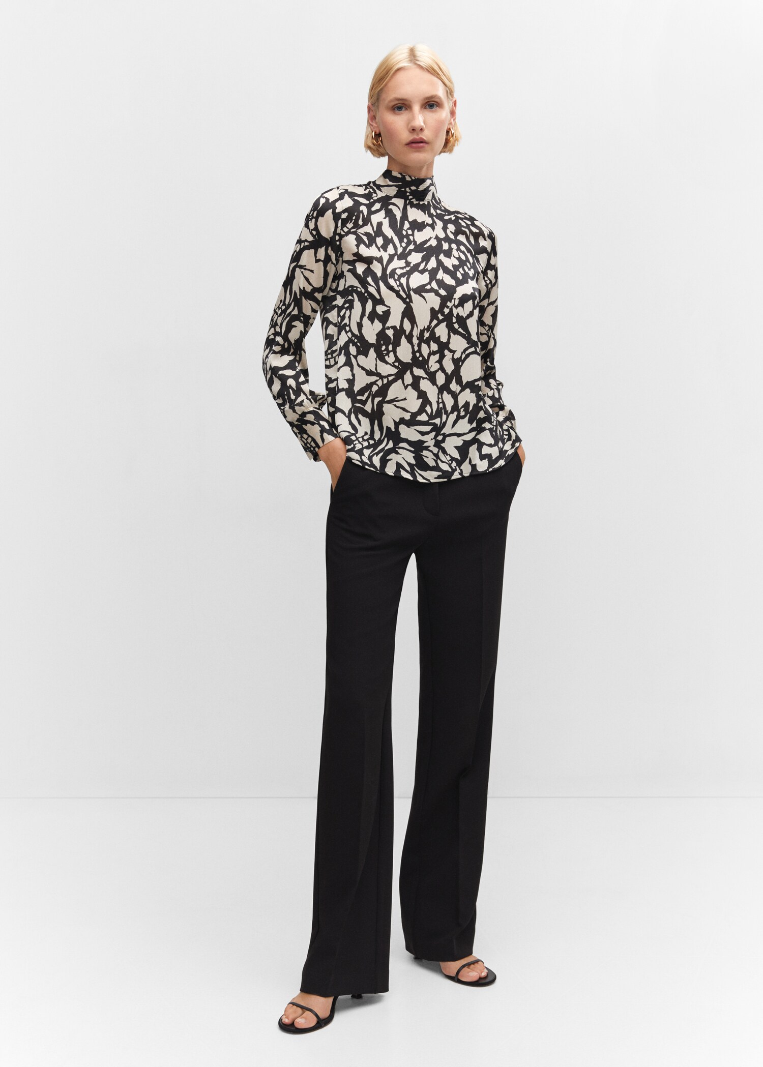 High-neck blouse with bow - General plane