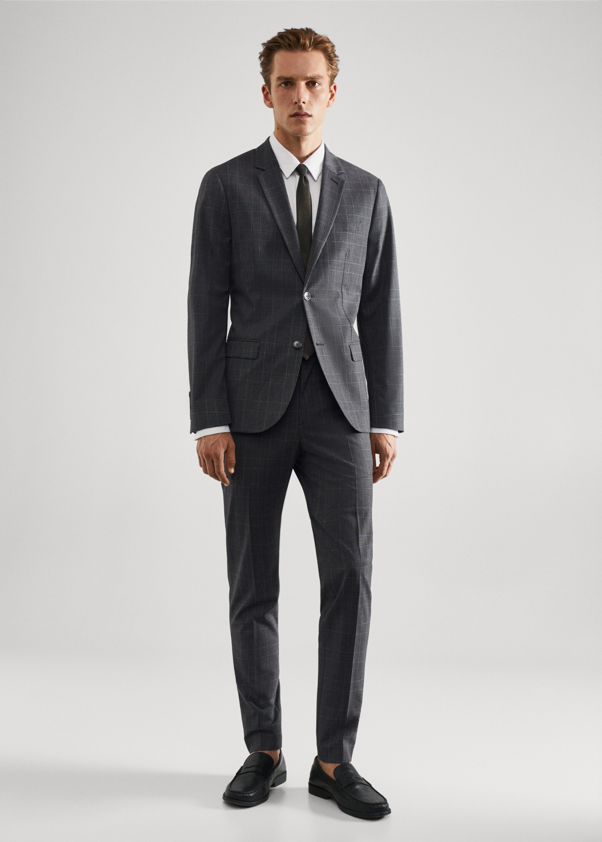 Pantaloni de costum super slim fit în carouri - Plan general