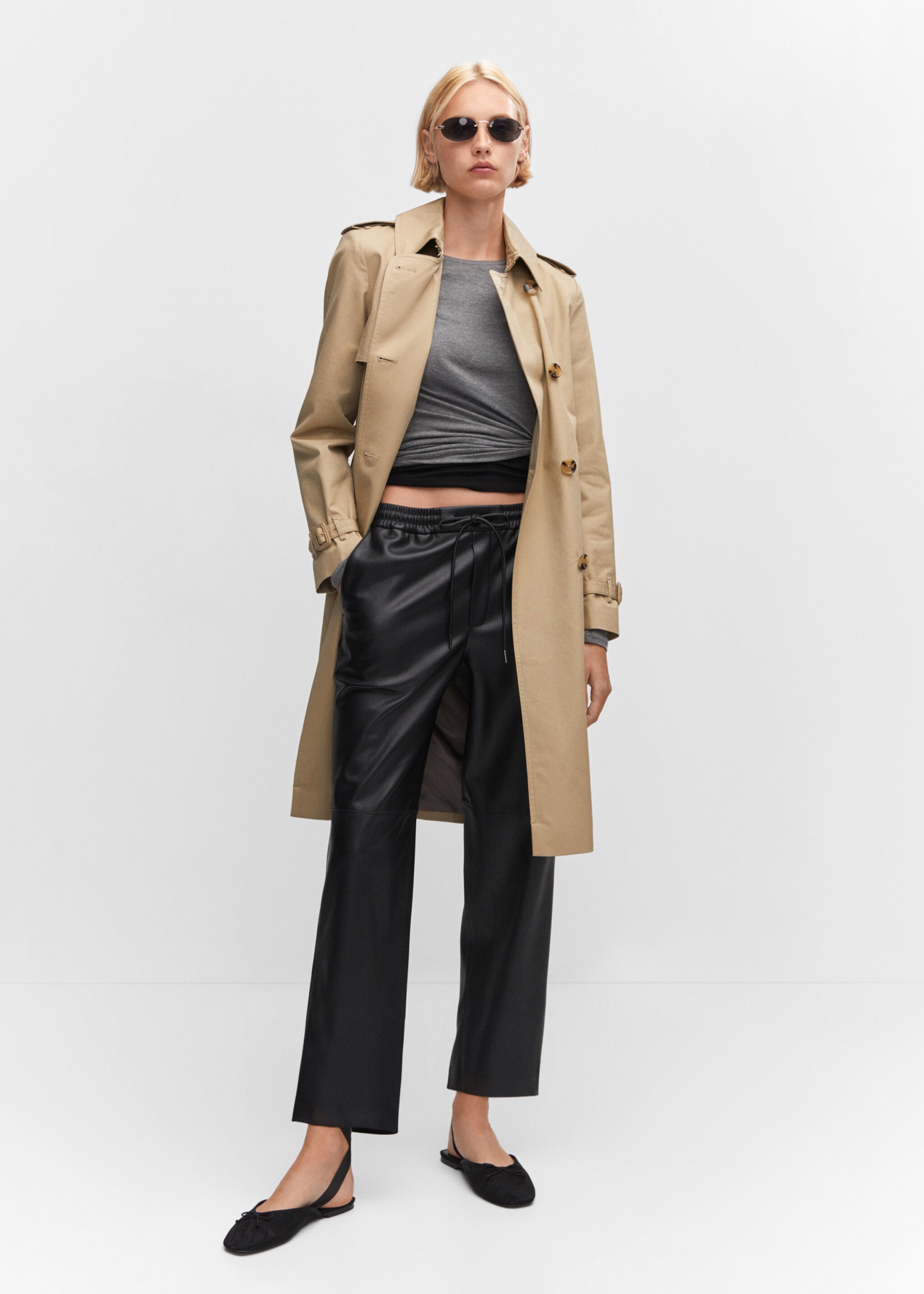 Broek met leereffect en elastische tailleband - Overzichtstekening