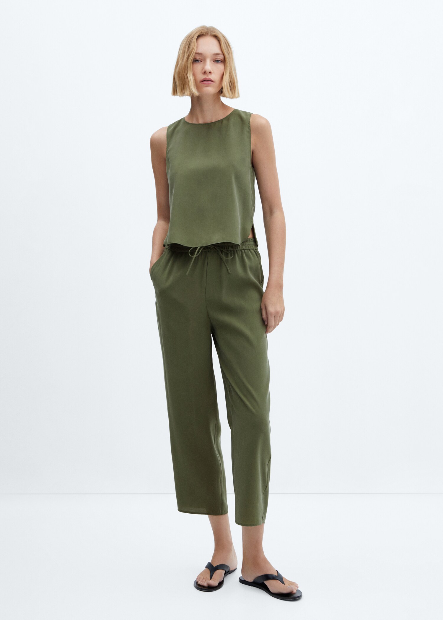 Drawstring waist modal trousers - General plane
