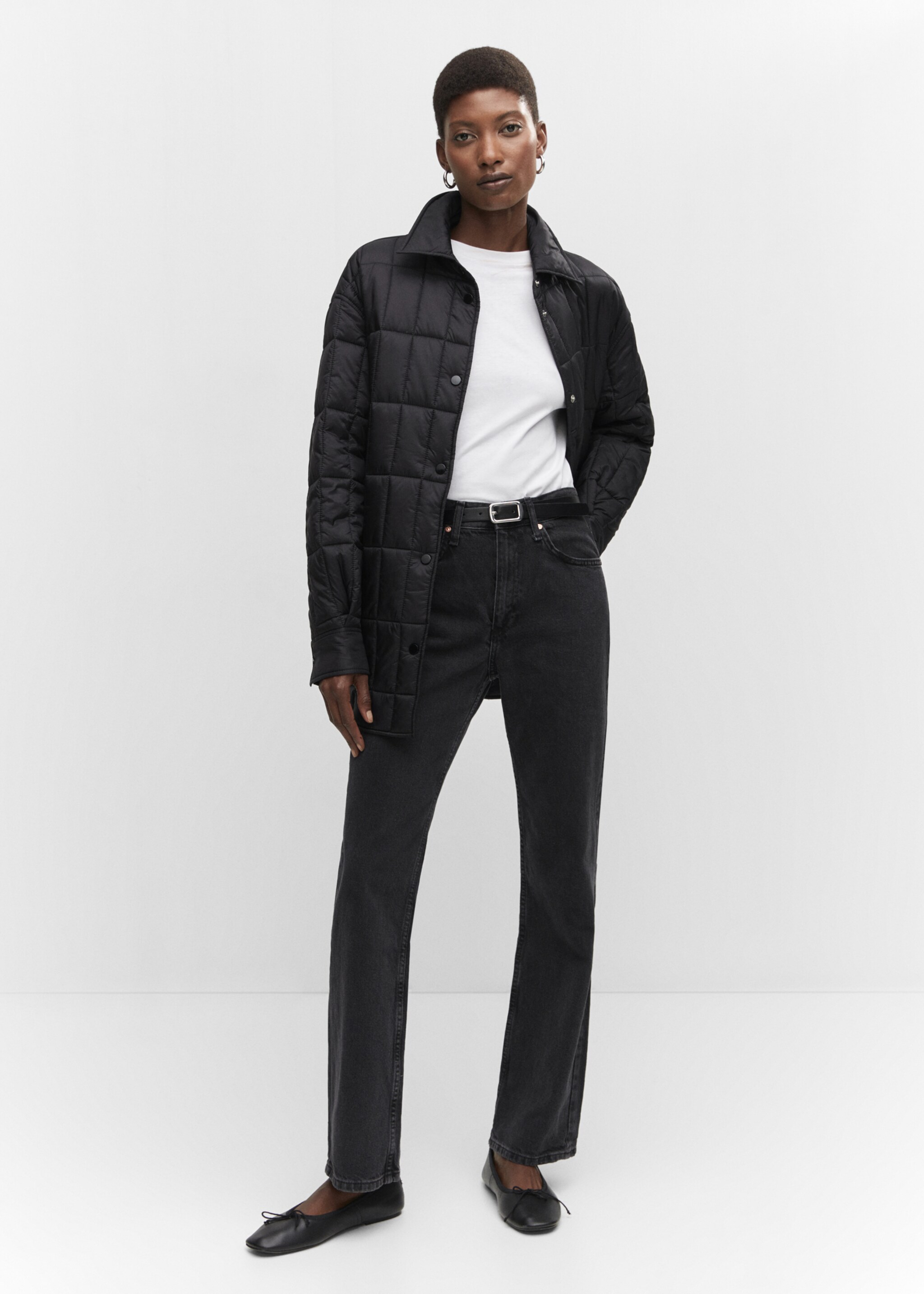 Gesteppter Anorak mit Hemdkragen - Allgemeine Ansicht, Schwarz. Ref: 57055950-00.