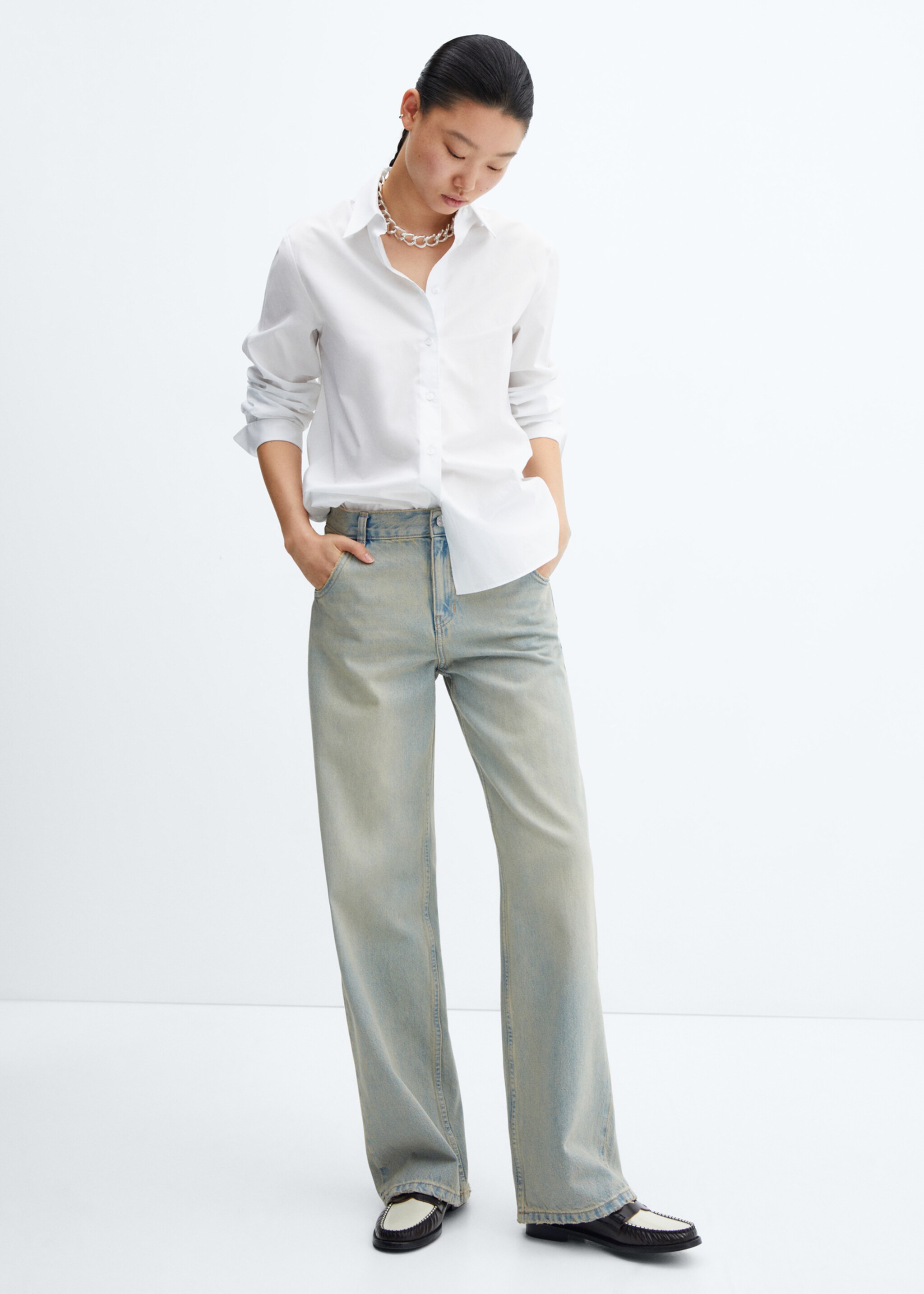Low waist wide leg jeans - General plane