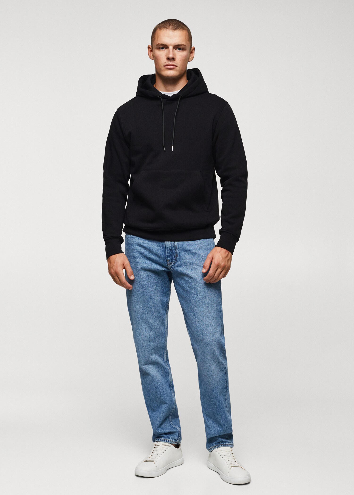Baumwoll-Kapuzensweatshirt mit Känguru-Tasche - Allgemeine Ansicht