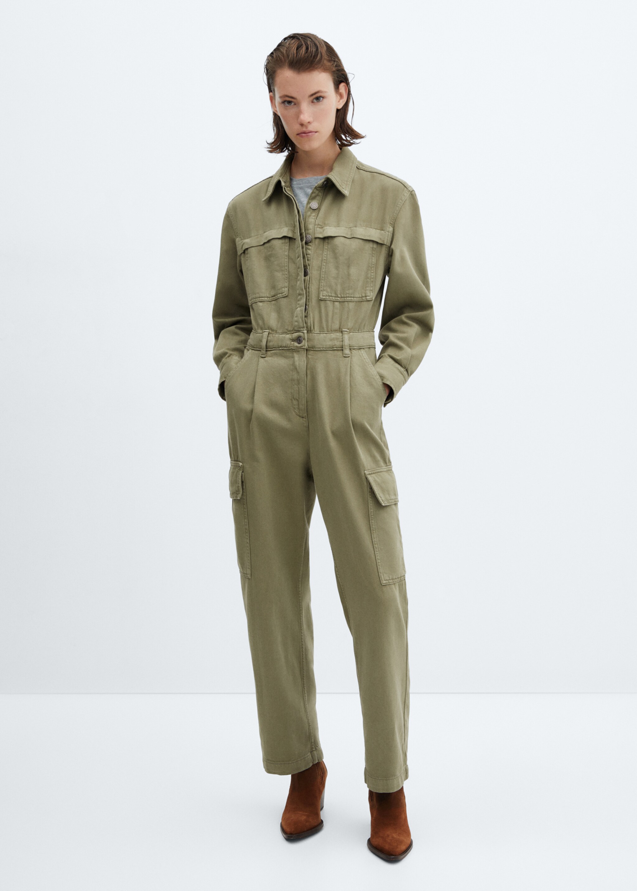 Jeans-Jumpsuit im Cargo-Stil - Allgemeine Ansicht