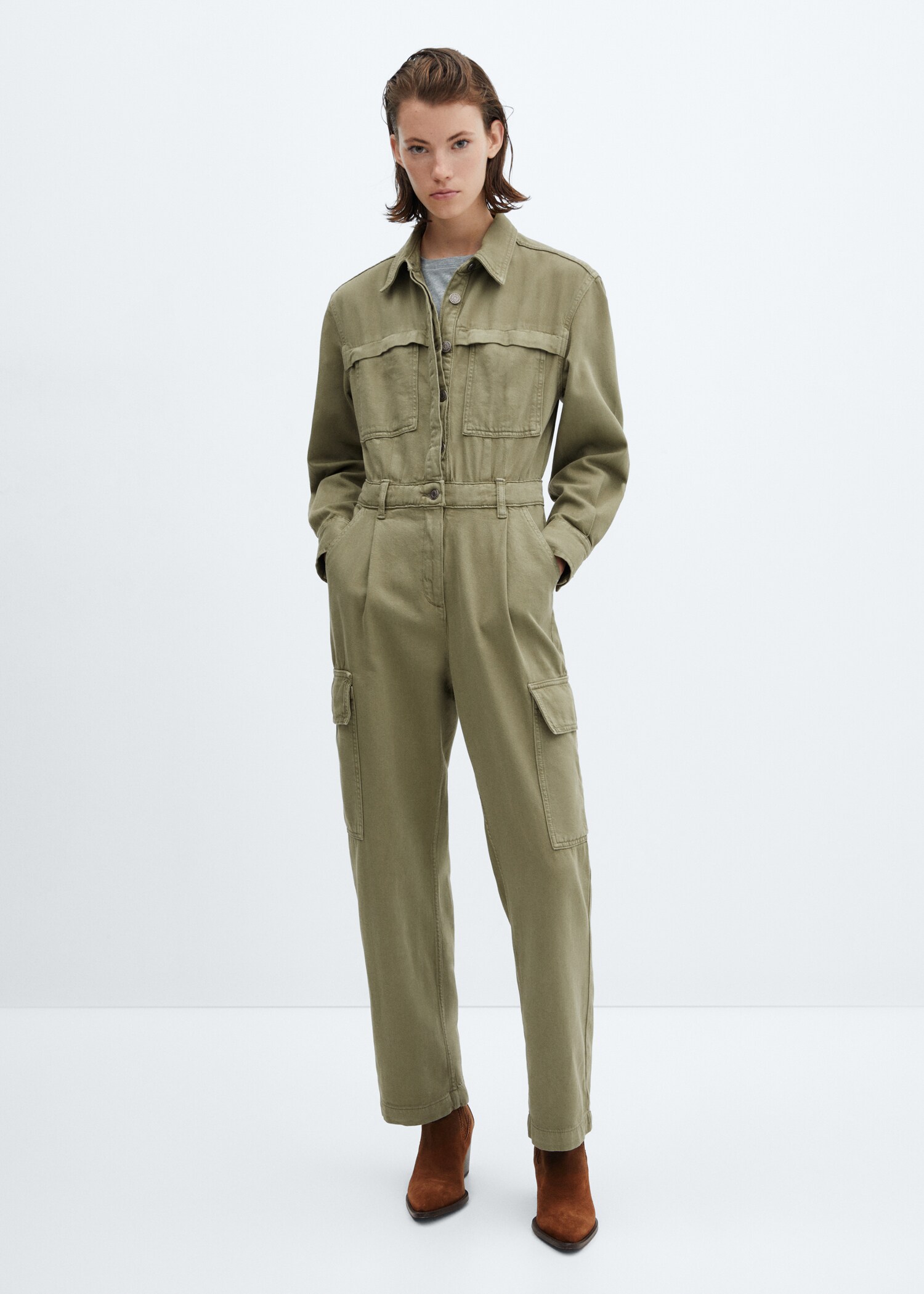 Jeans-Jumpsuit im Cargo-Stil - Allgemeine Ansicht