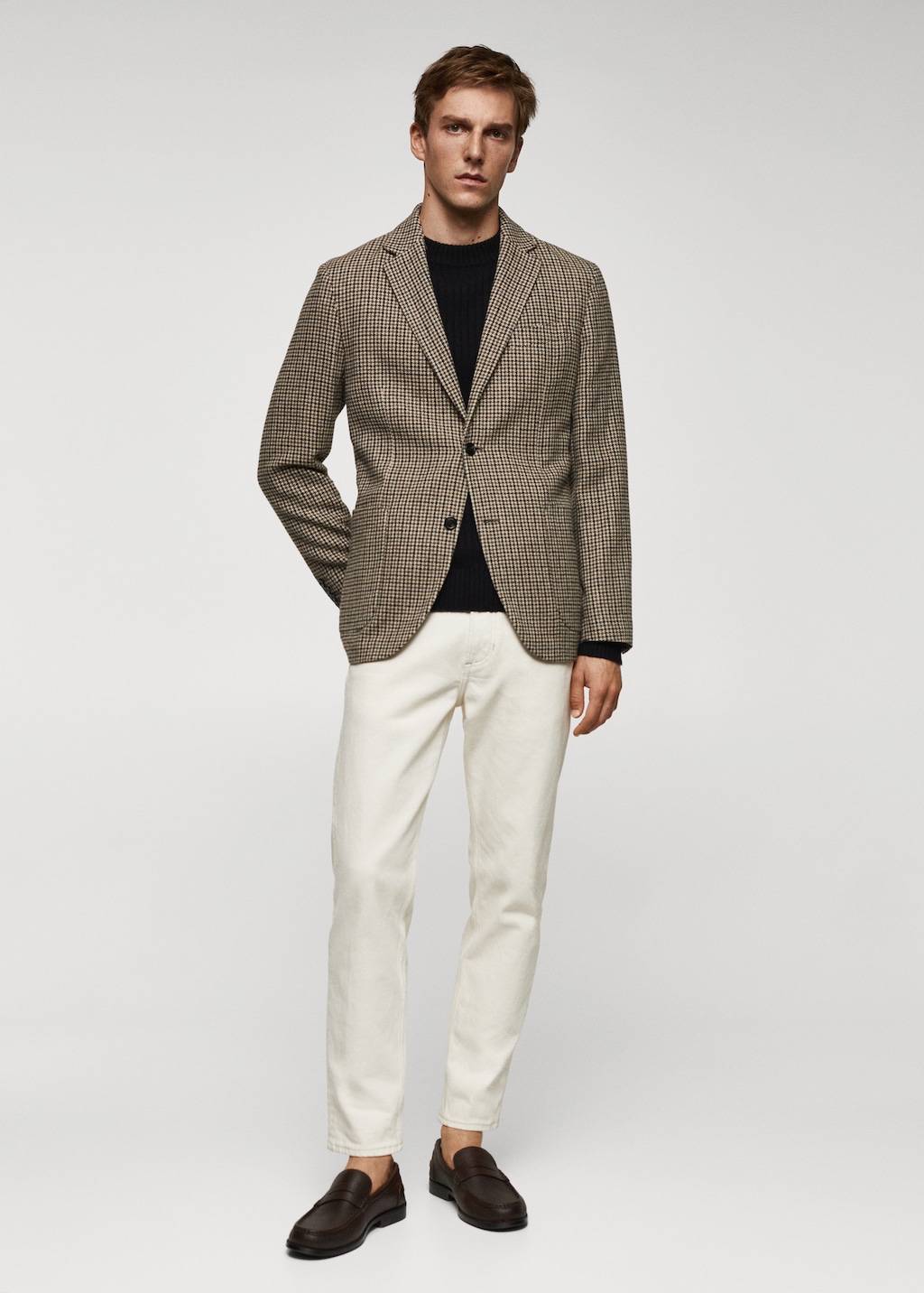 Wool slim-fit houndstooth jacket - Men | MANGO OUTLET USA