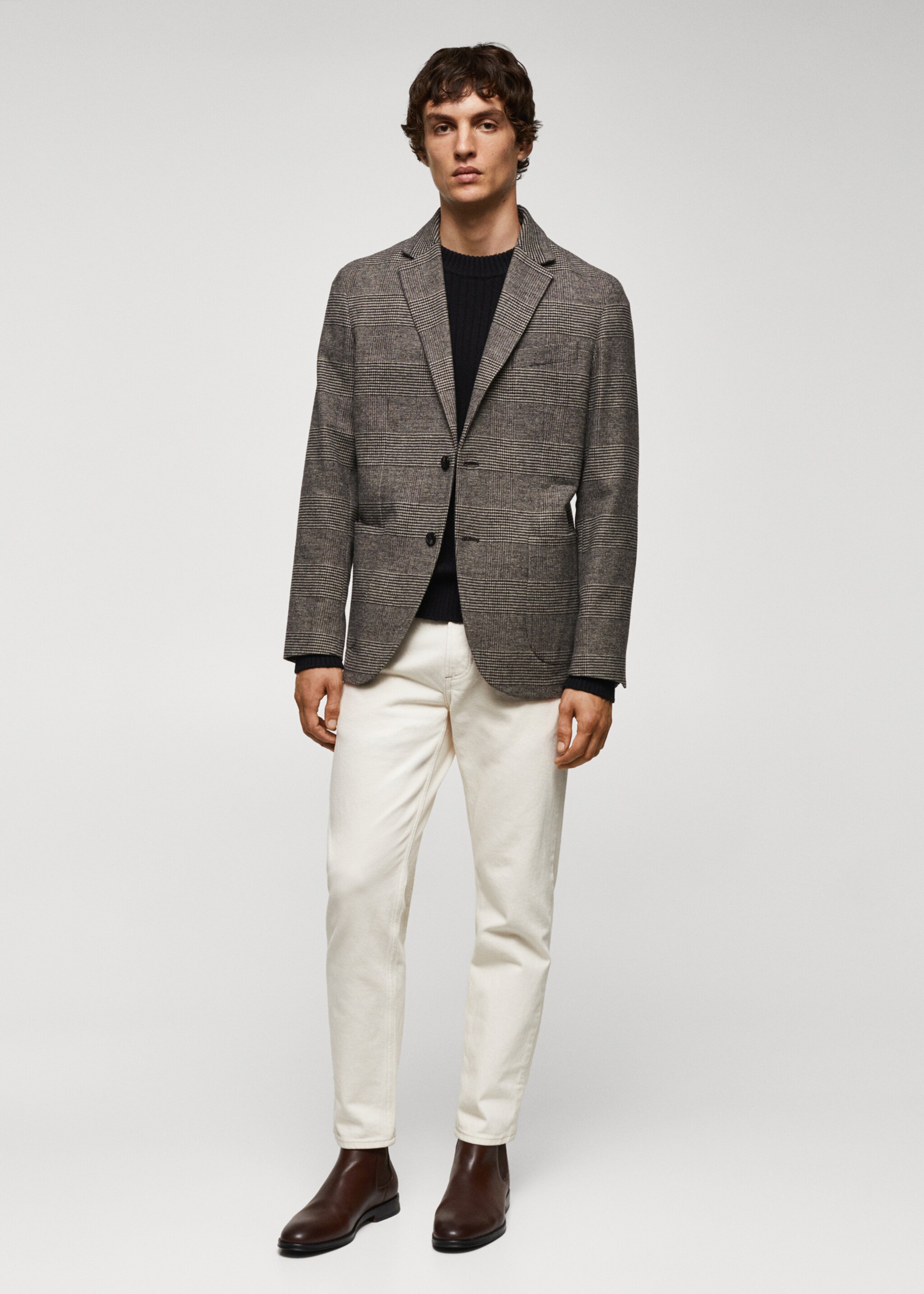 Printed wool slim-fit jacket - General plane