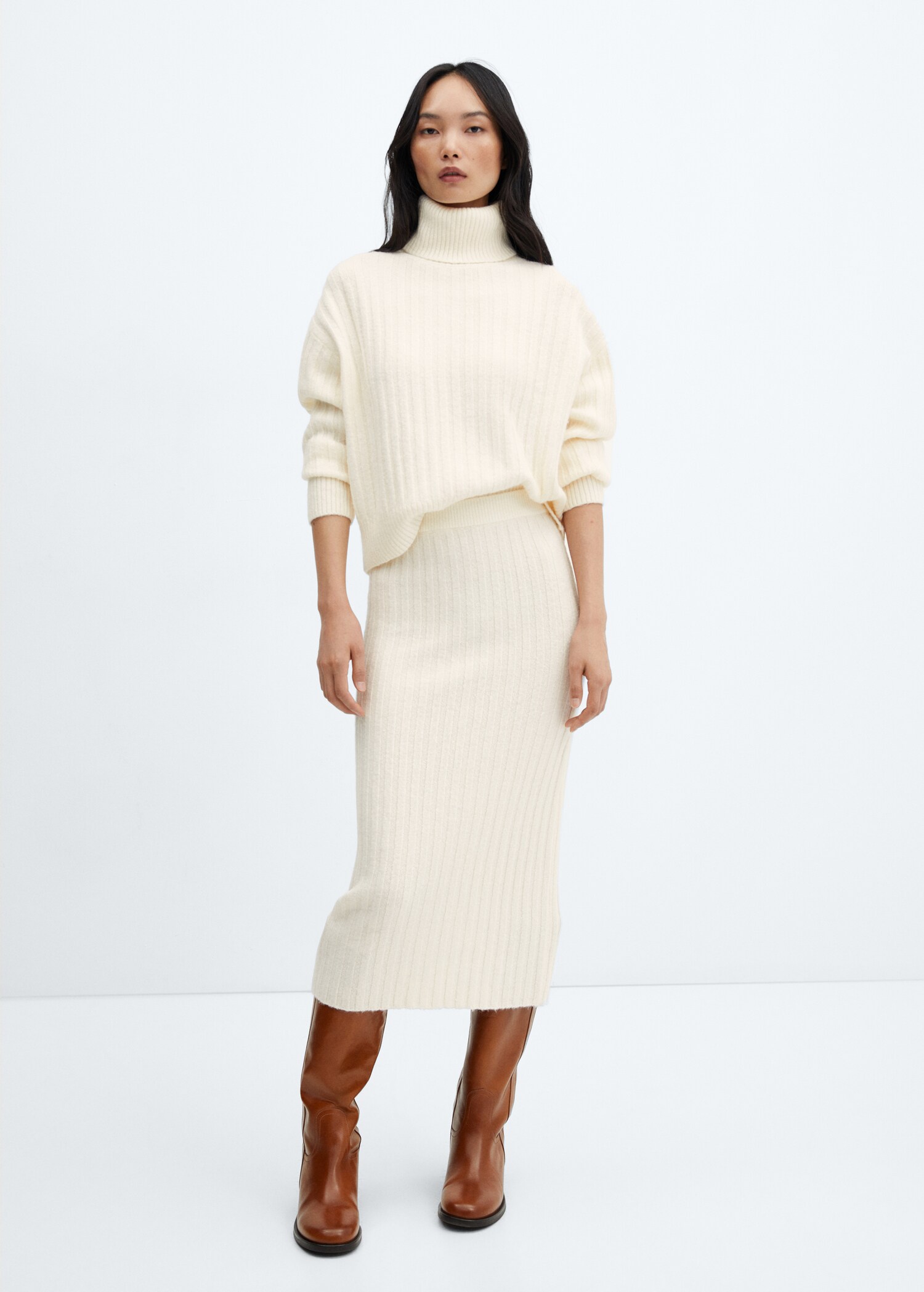 Ribbed midi skirt - General plane