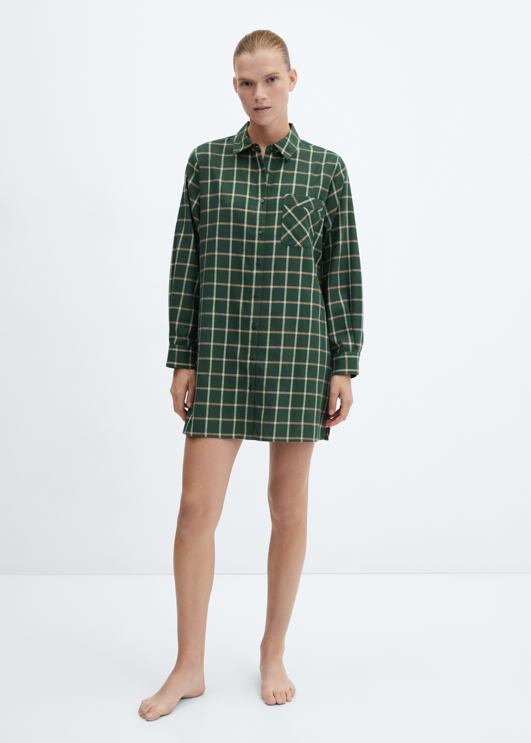 Check flannel lace nightgown - General plane