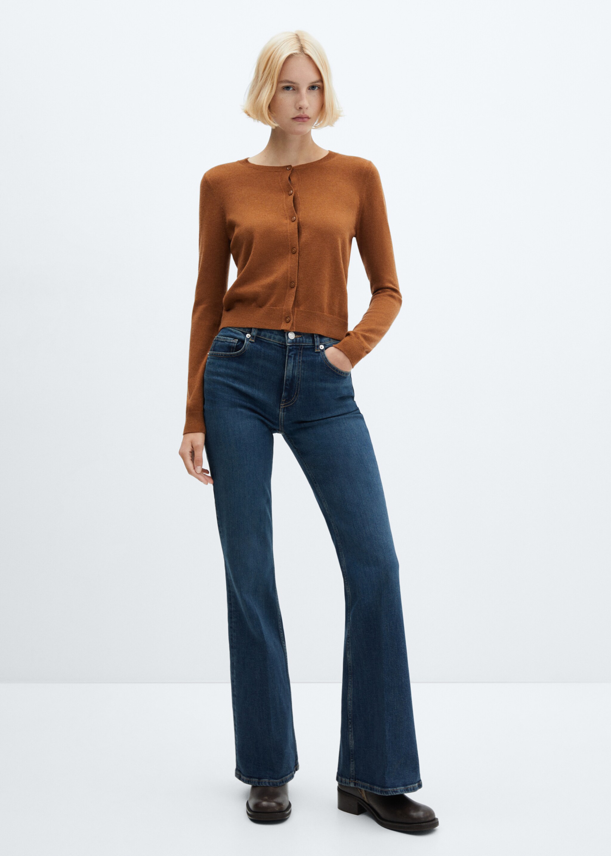 Buttoned cotton cardigan - General plane, Caramel. Ref: 57057748-00.