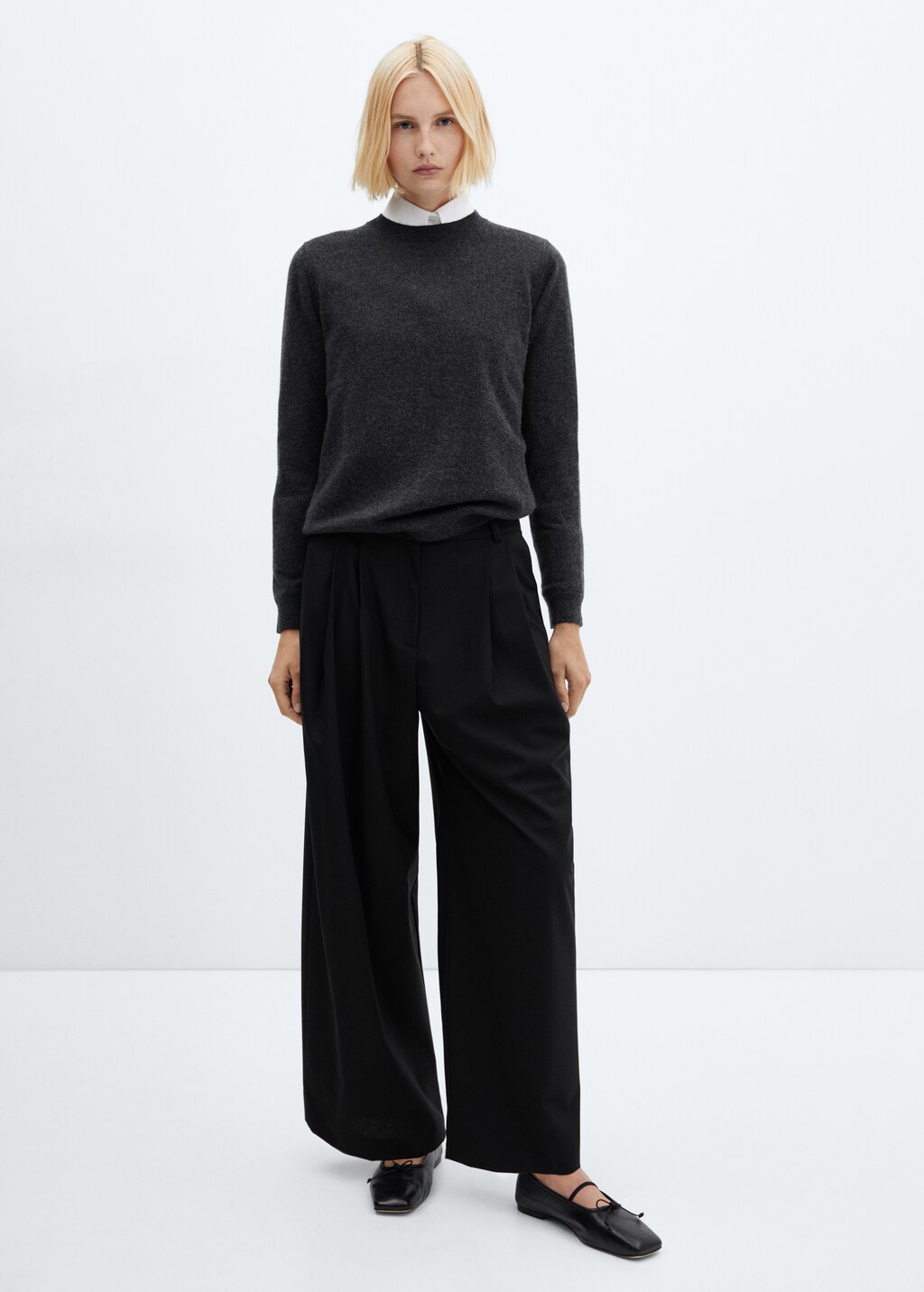 Wideleg wool trousers - Women | MANGO OUTLET USA