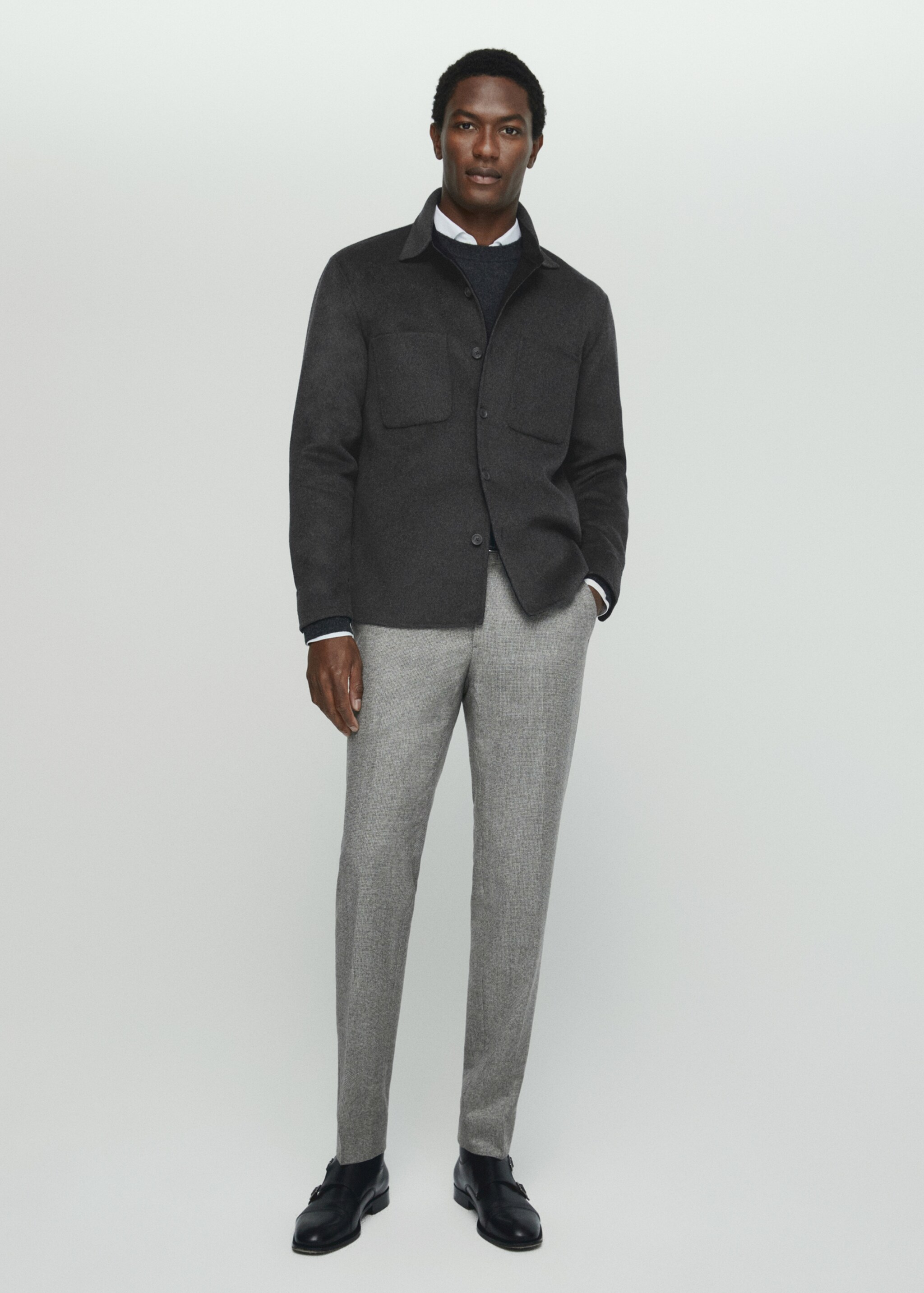 Double-faced wool overshirt with pockets - General plane
