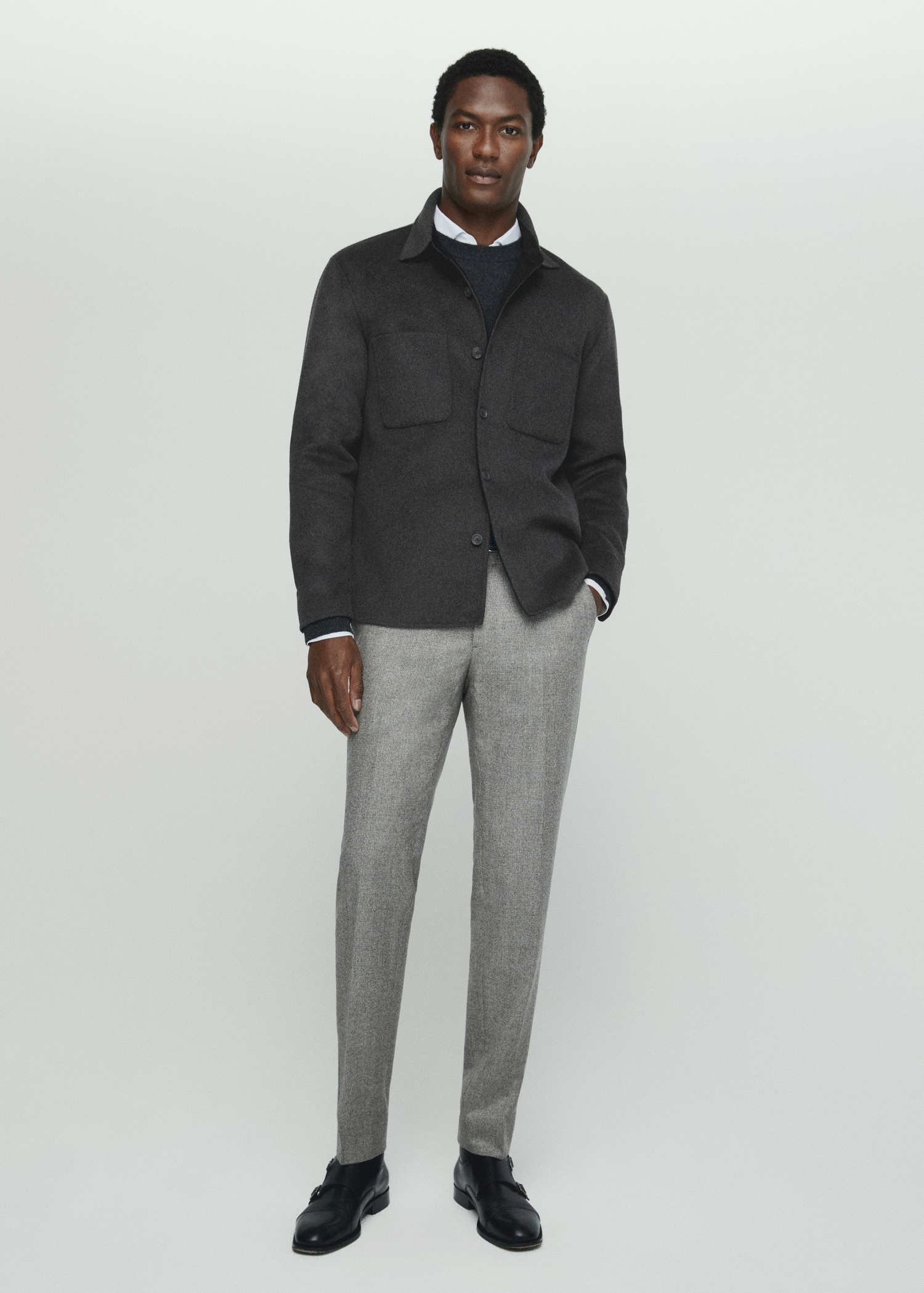 Double-faced wool overshirt with pockets - General plane
