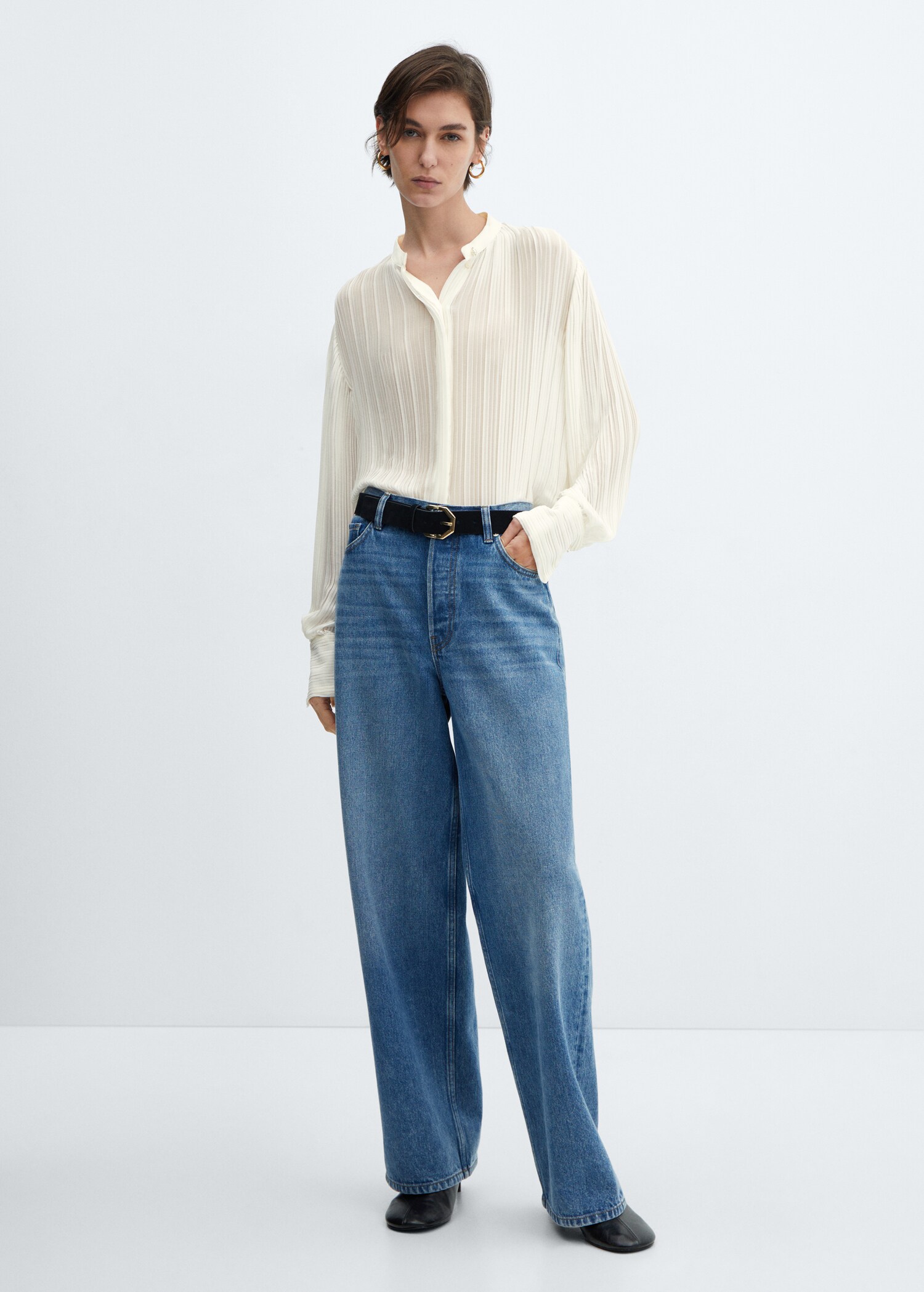 Semi-transparent pleated blouse - General plane