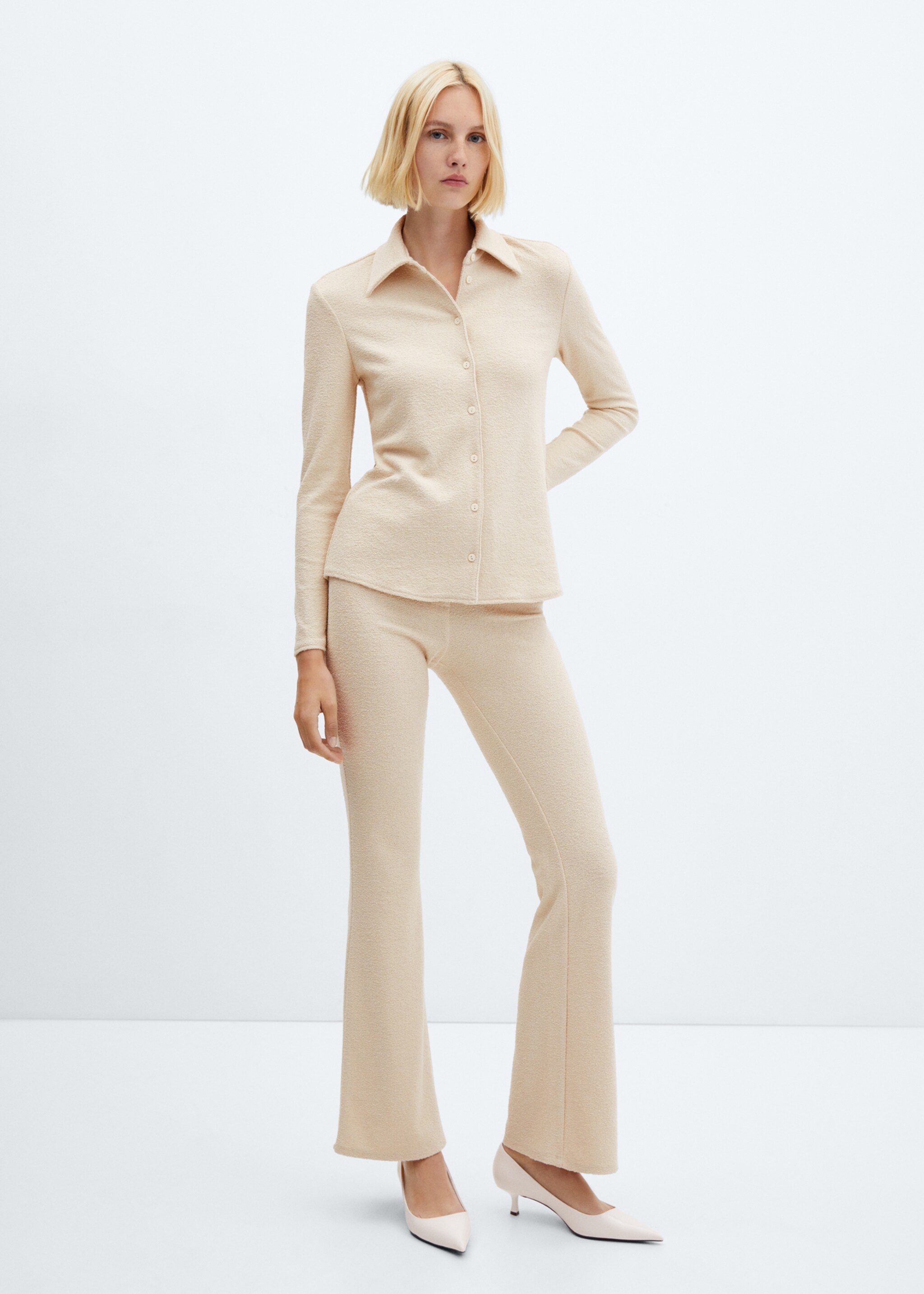 Knitted shirt with button - General plane, Off White. Ref: 57059123-00.