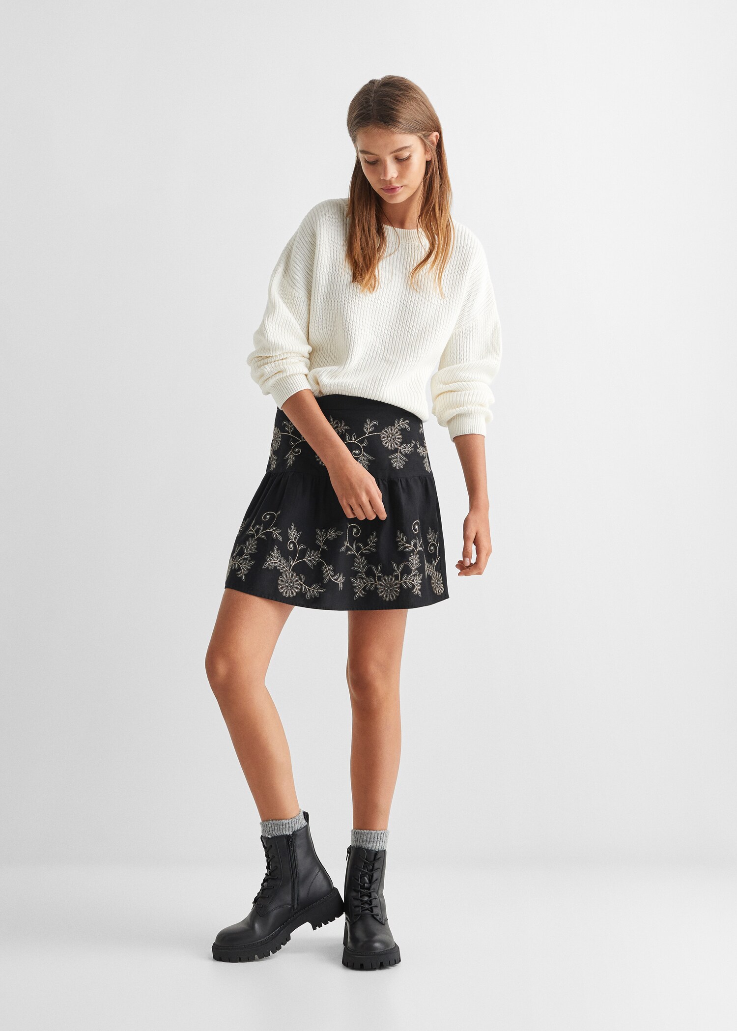 Embroidered cotton skirt - General plane