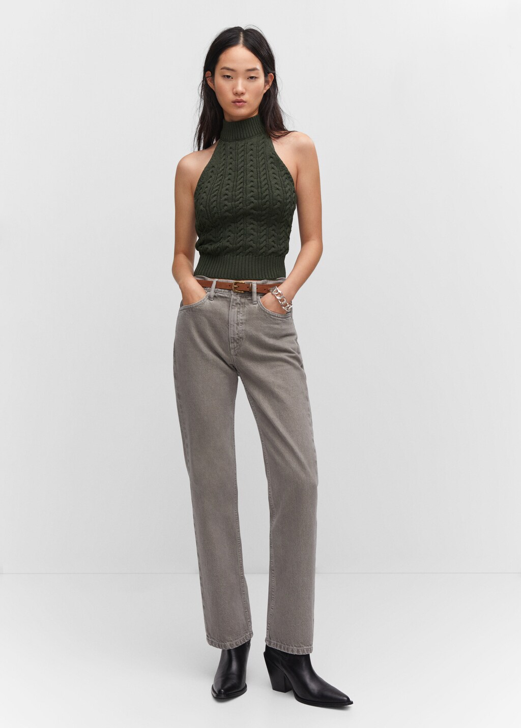 新品☆Halterneck Back Slit Kinit Top Halter-neck knitted top - Women | MANGO OUTLET USA