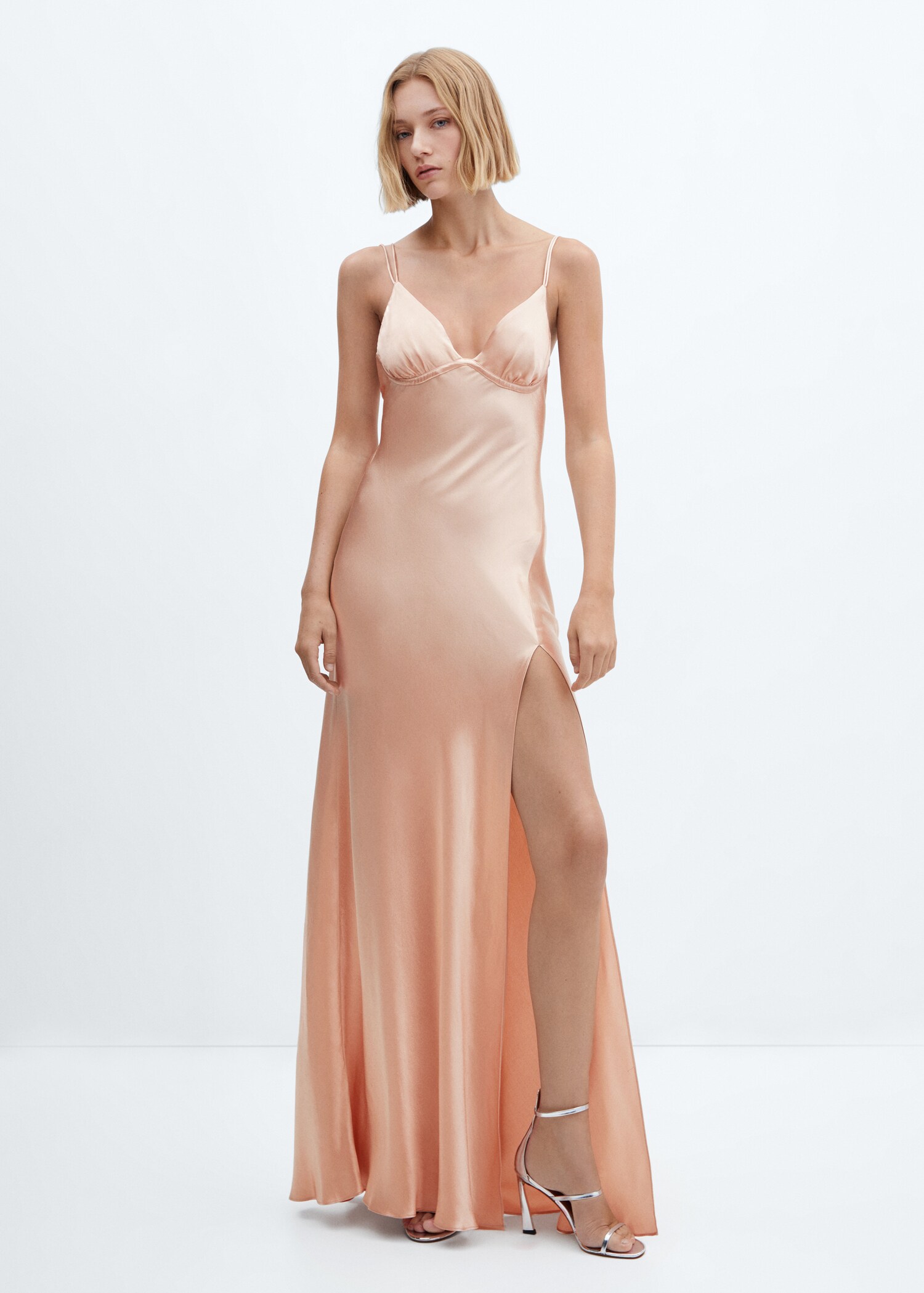 Vestido lencero satinado - Plano general