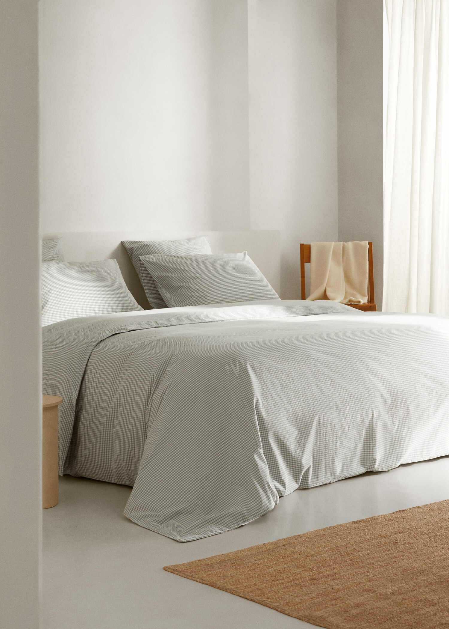 Gingham-check duvet cover Single bed - General plane