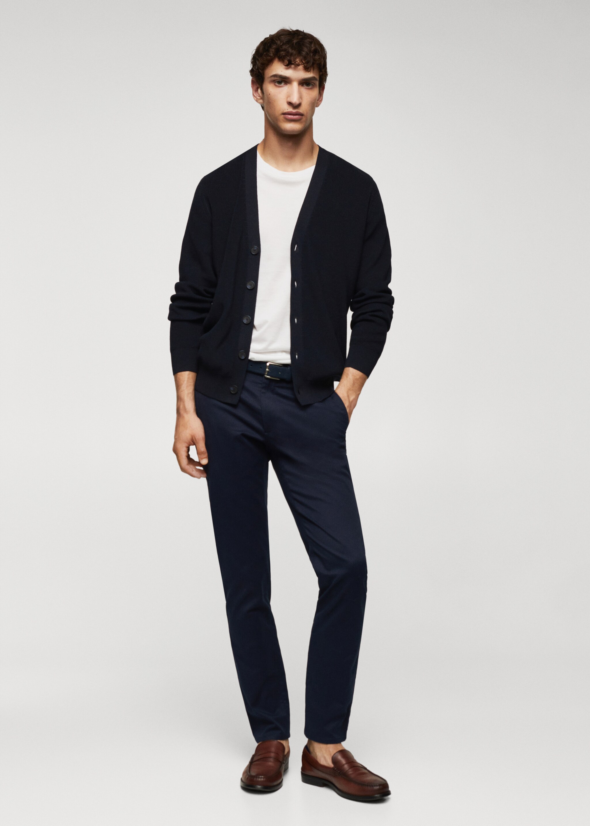 Structured cotton cardigan - General plane, Navy. Ref: 57064401-00.