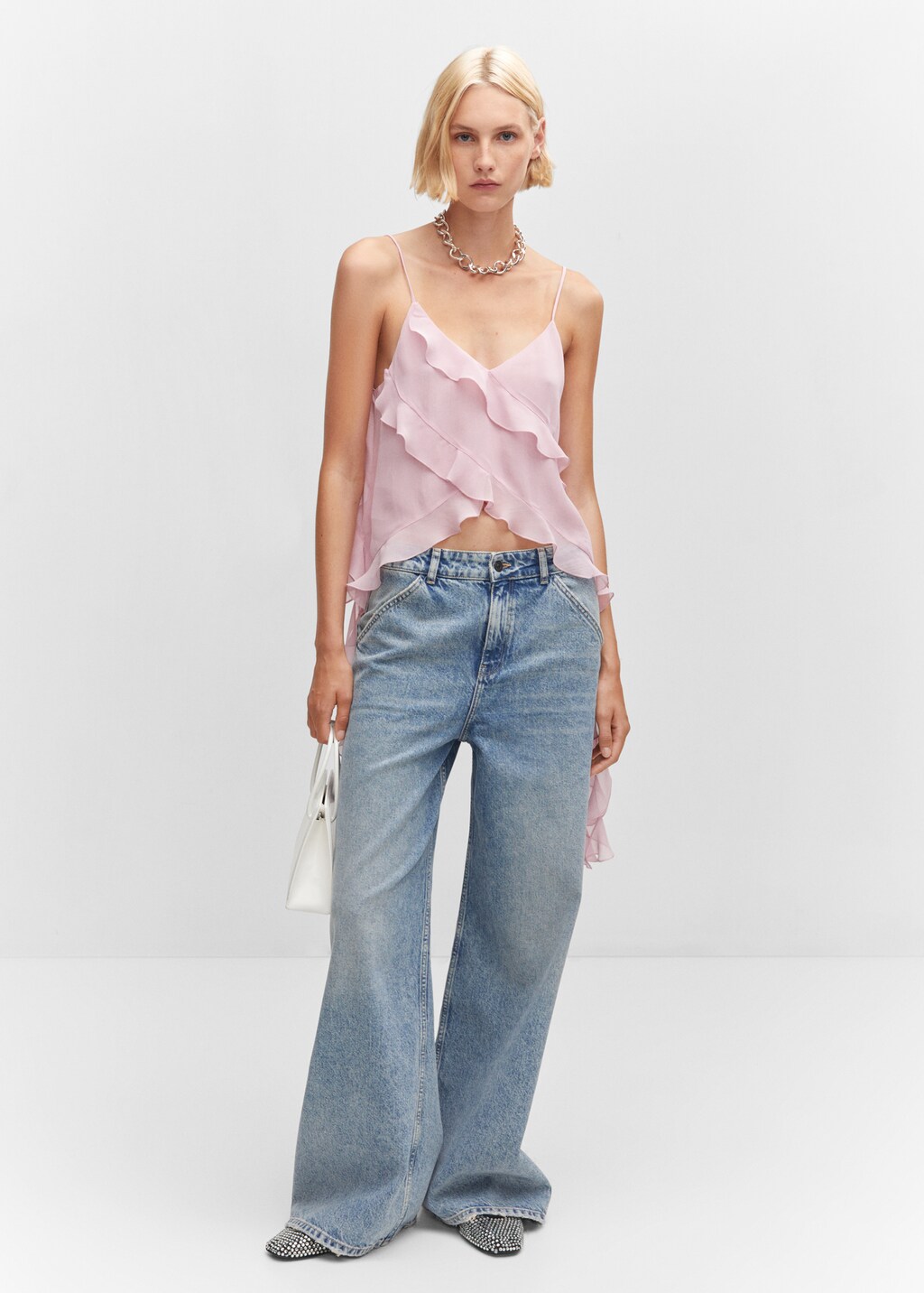 Chiffon ruffle top - Women | MANGO OUTLET USA