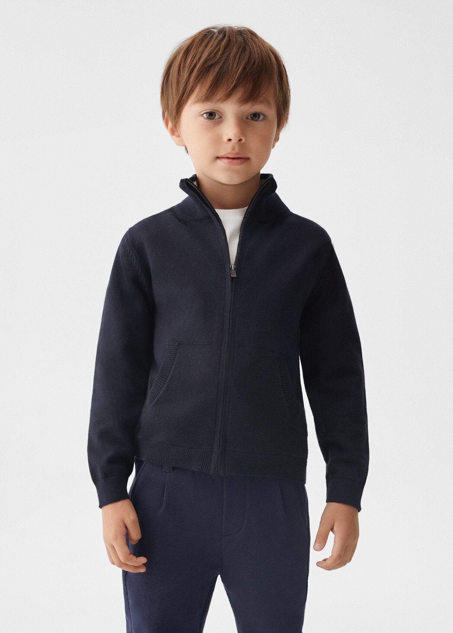 Baumwollstrickjacke mit Zipper - Allgemeine Ansicht