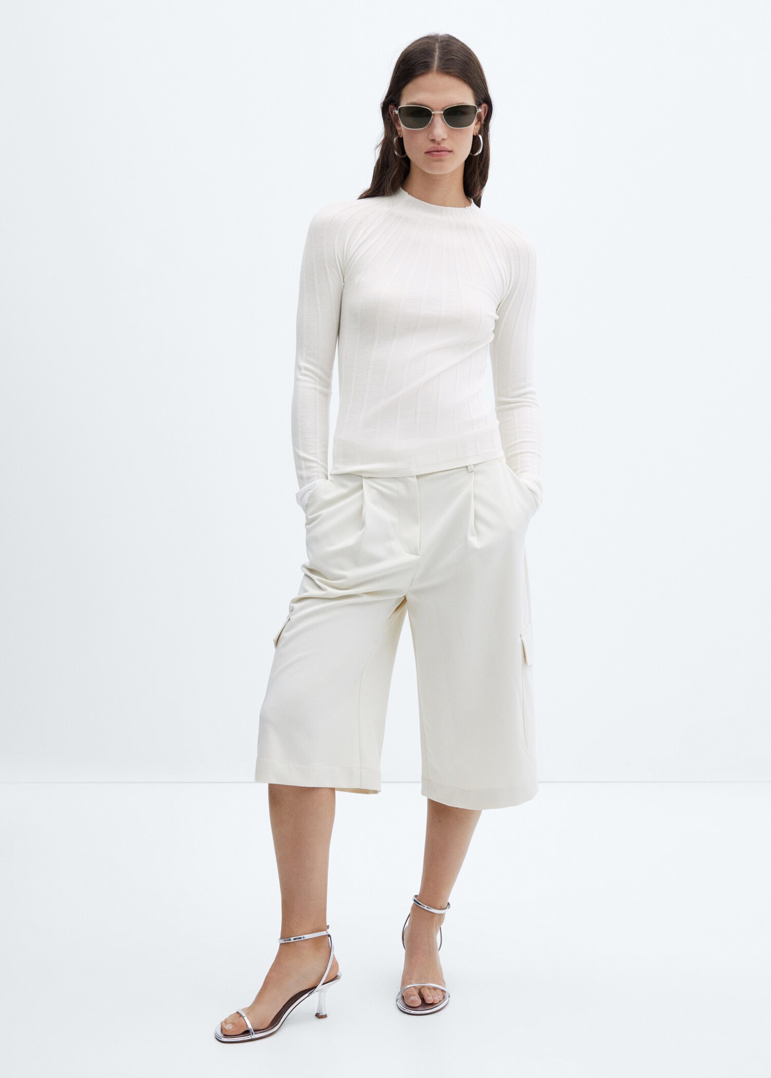 Ribbed sweater with perkins neck - General plane