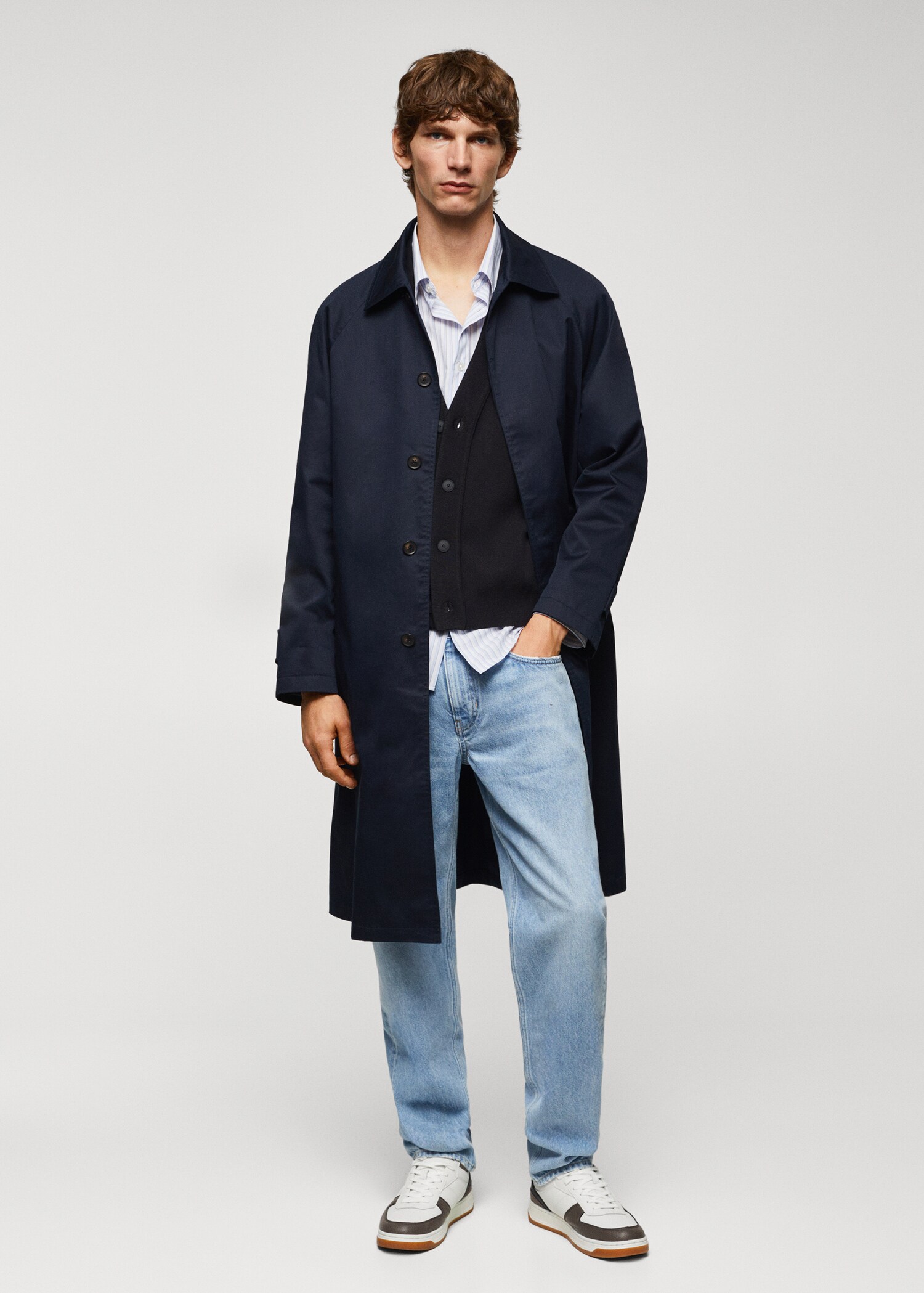 Katoenen relaxed-fit trenchcoat - Overzichtstekening