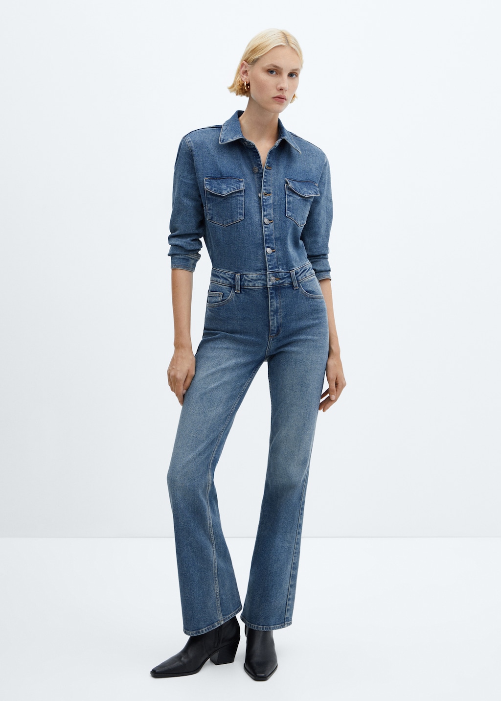 Long denim jumpsuit Women MANGO OUTLET United Kingdom