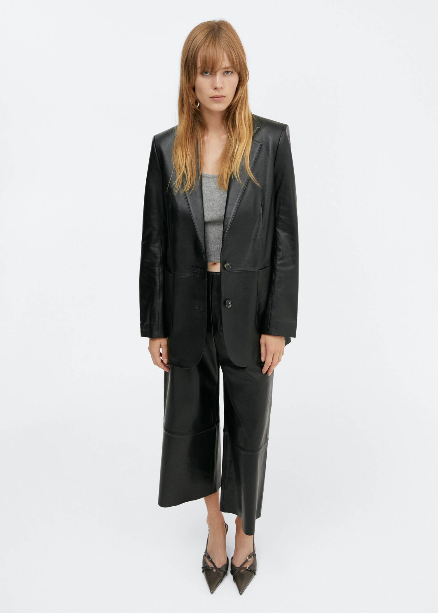 Leather jacket with pockets - General plane