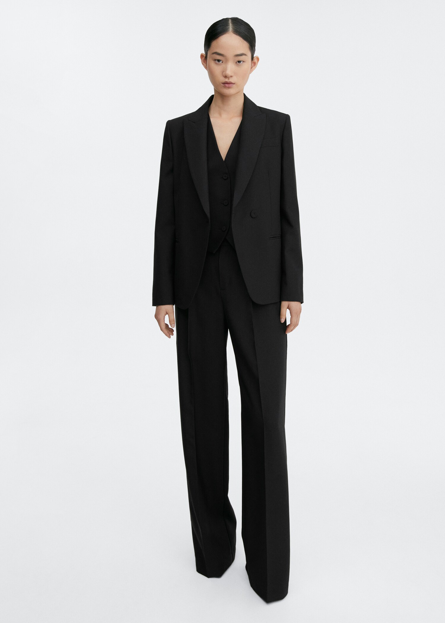Pantalón traje lana wideleg - Plano general