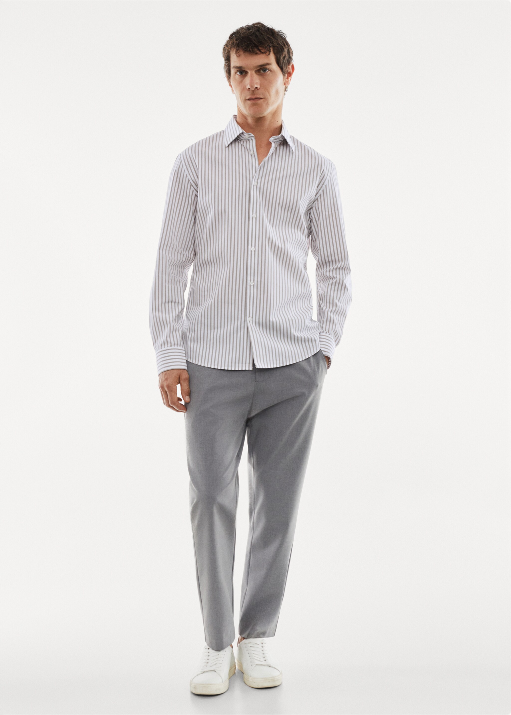 Stretch-fabric slim-fit striped shirt - General plane