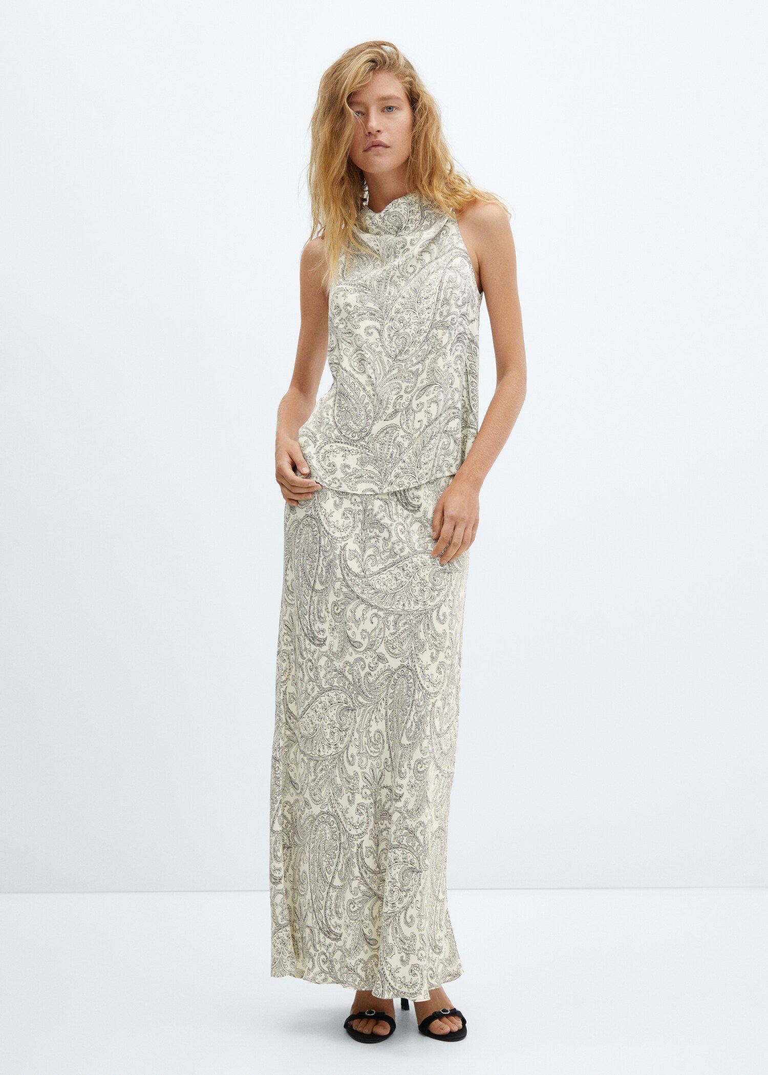 Paisley-print long skirt - General plane