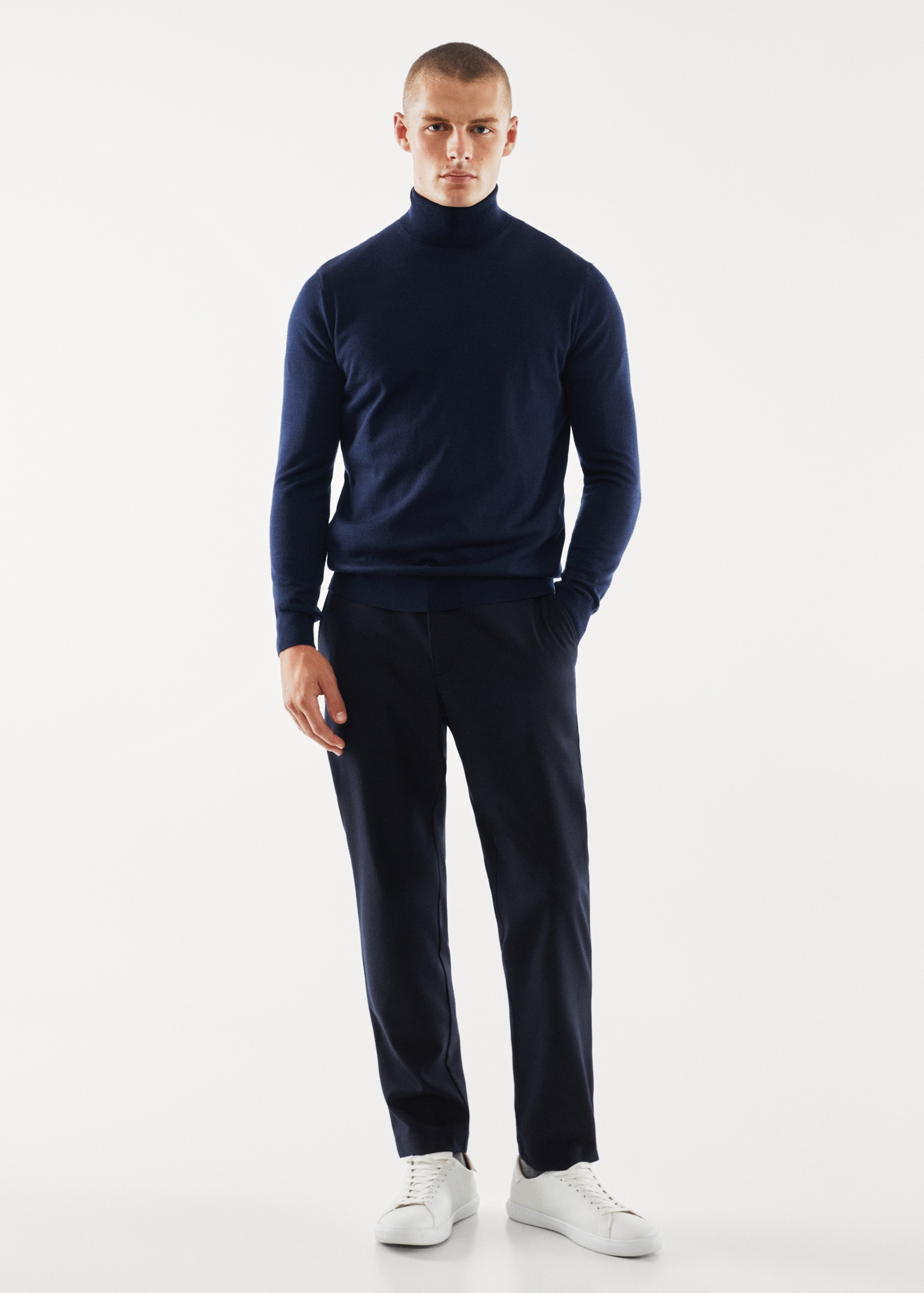 Slim fit technical fabric trousers - General plane