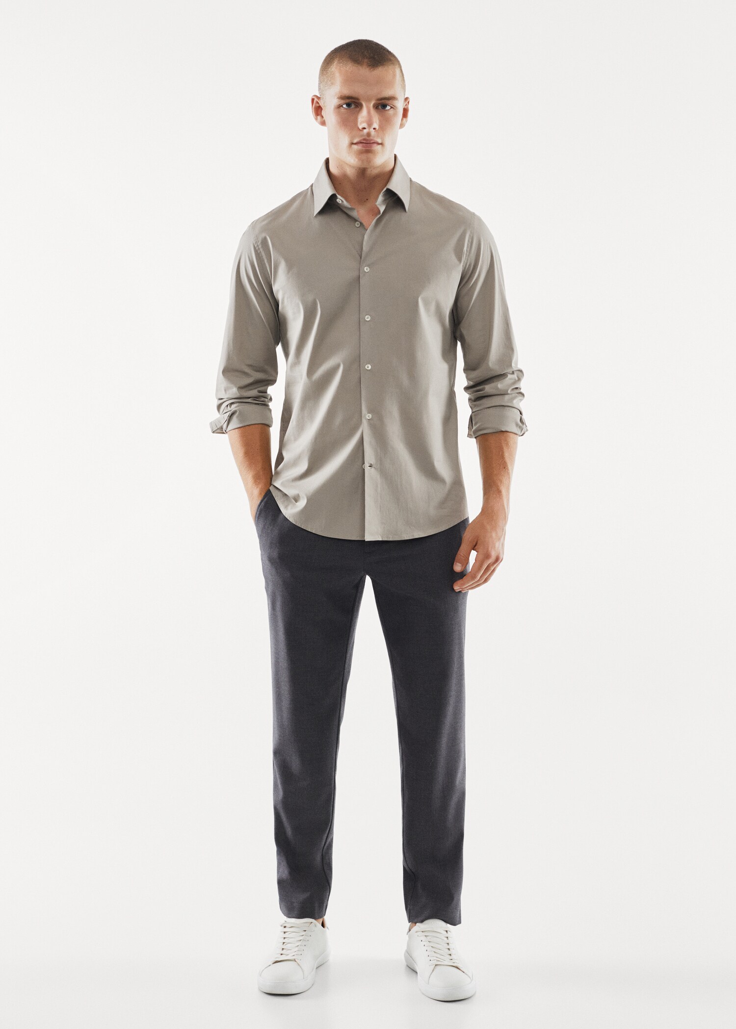 Slim fit technical fabric trousers - General plane