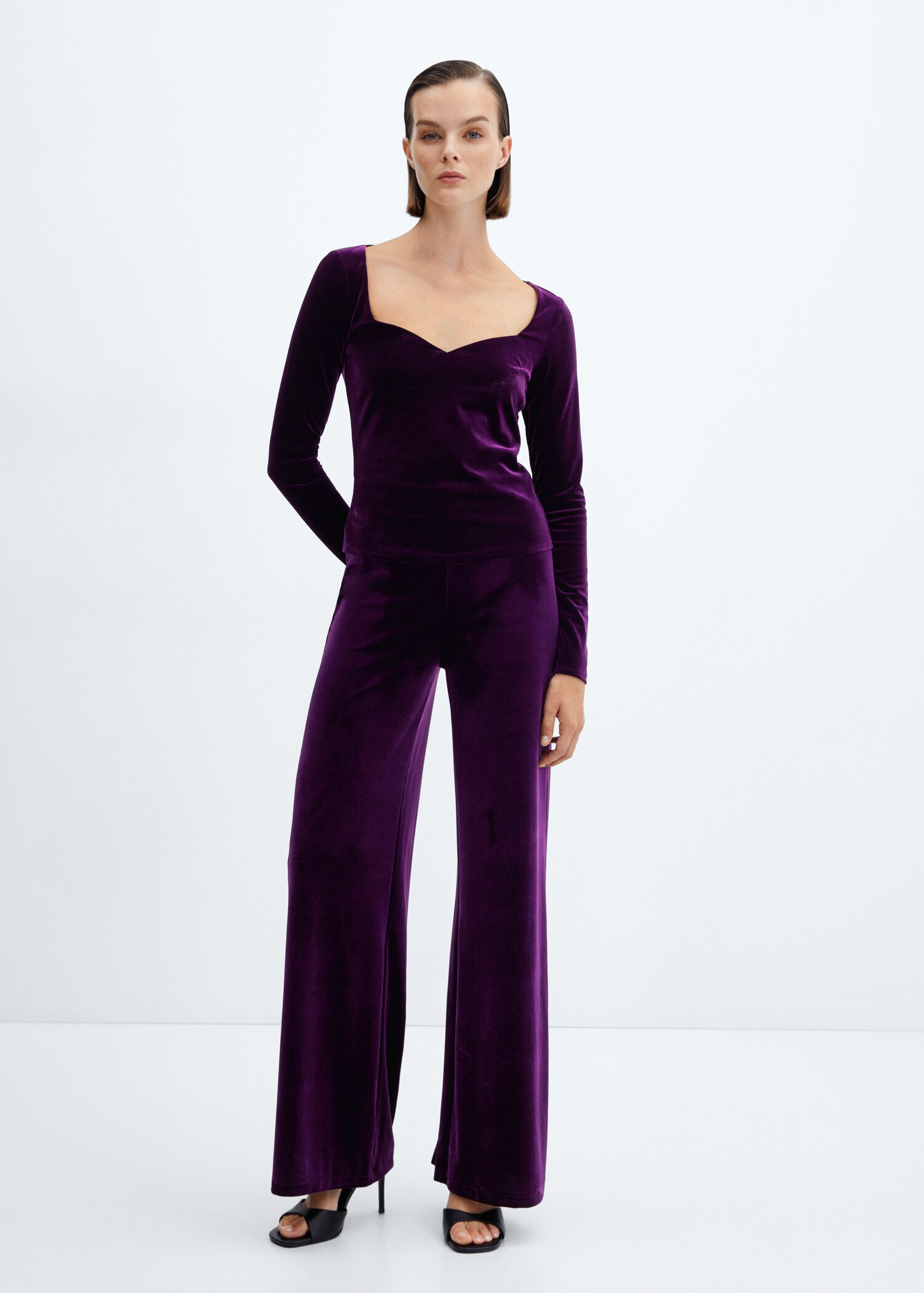 Velvet wide-leg pants - General plane