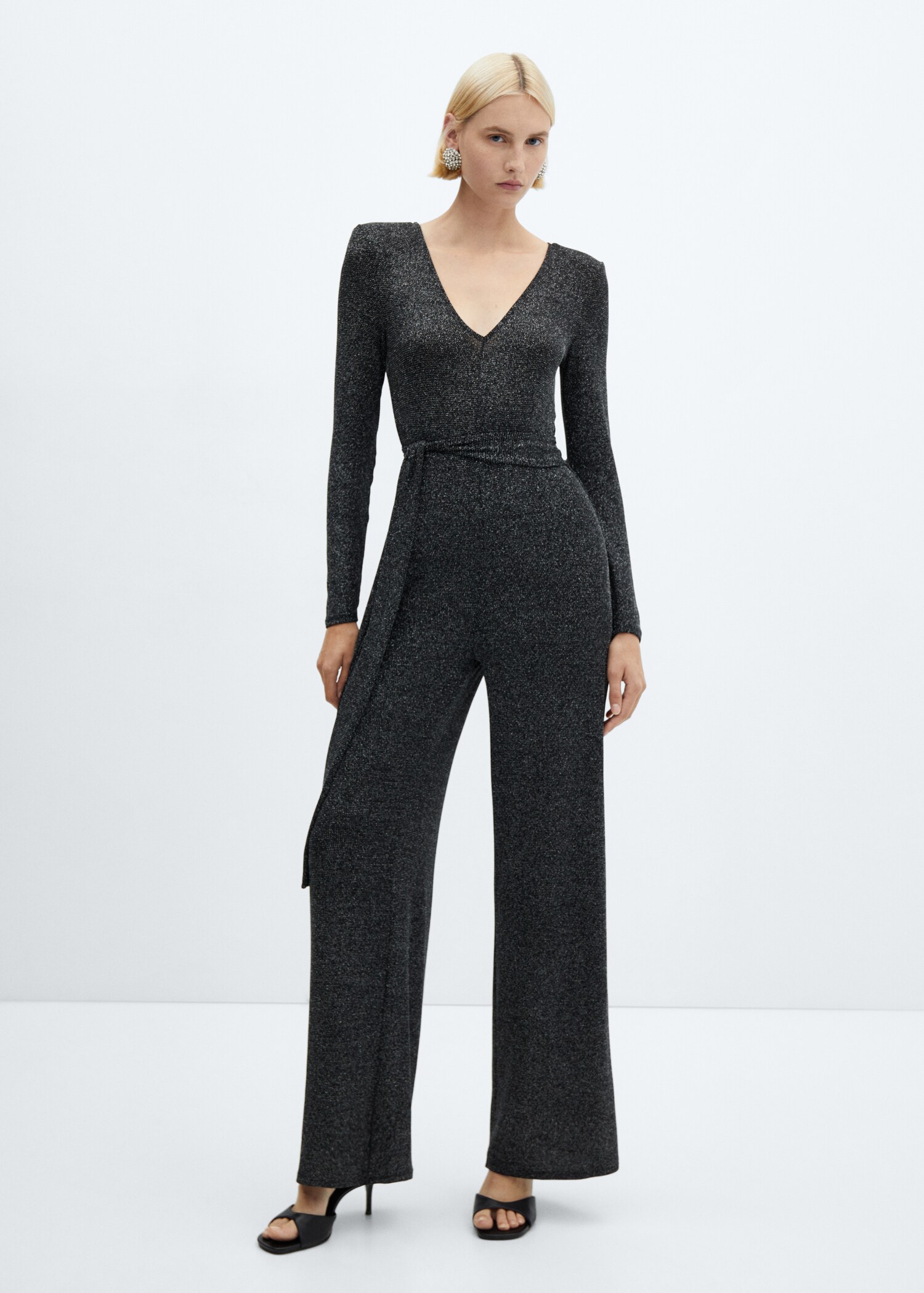 Lurex-Jumpsuit mit Gürtel - Allgemeine Ansicht
