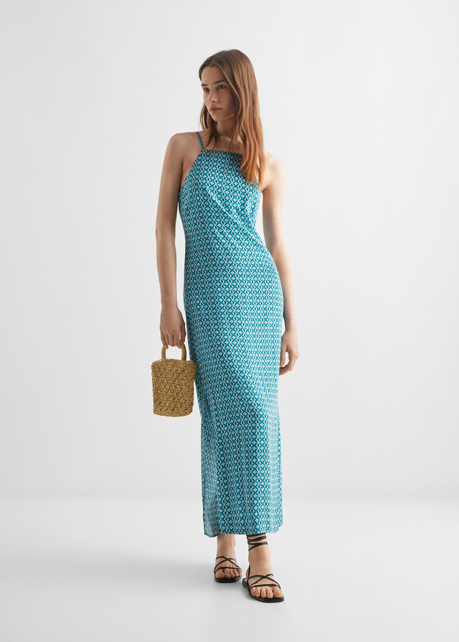 Vestido comprido estampado - Plano geral