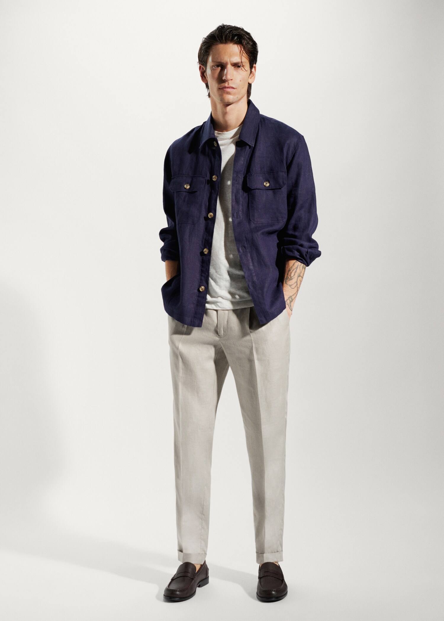 Regular Fit-Hose aus 100 % Leinen - Allgemeine Ansicht