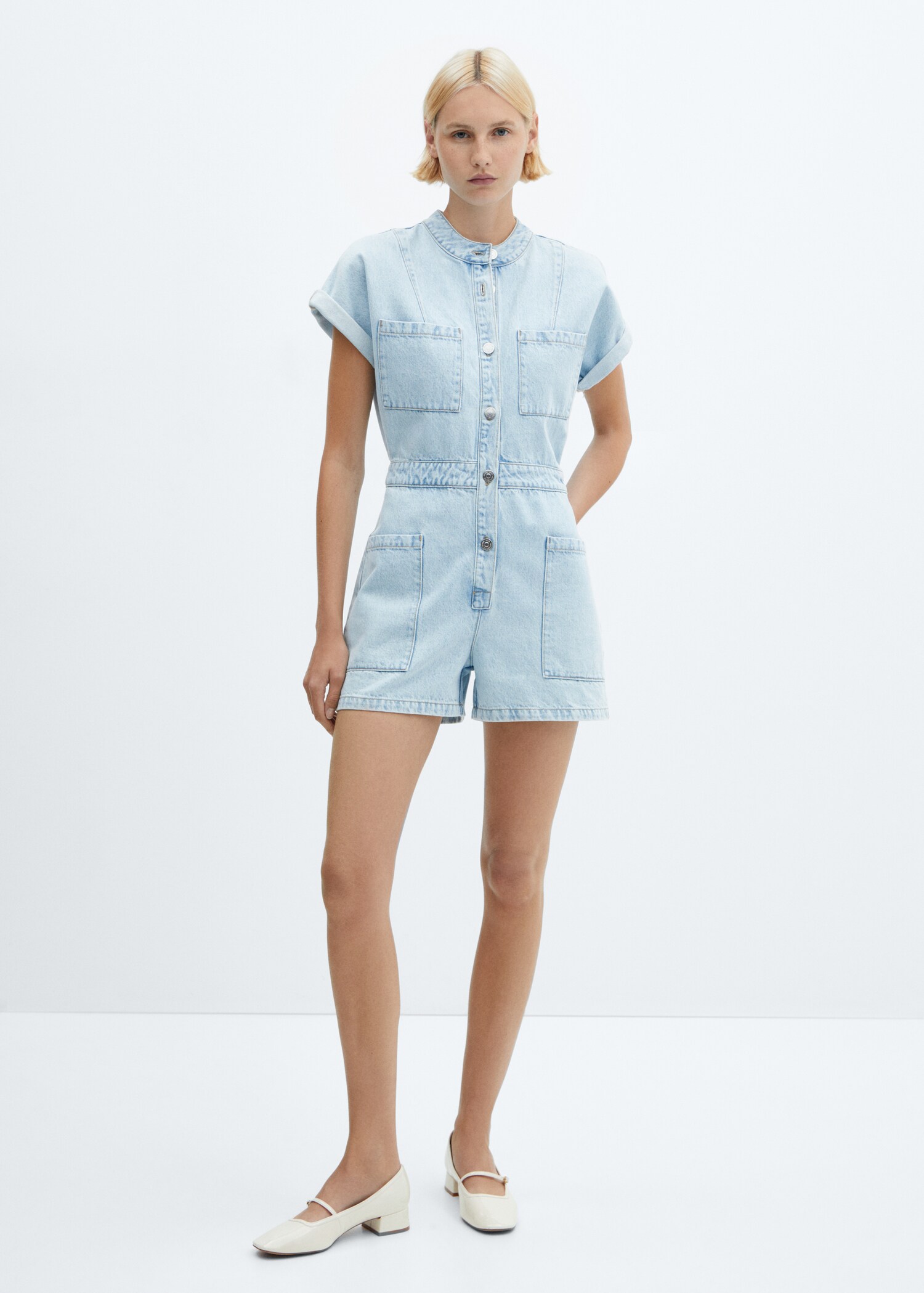 Denim jumpsuit with pockets - General plane