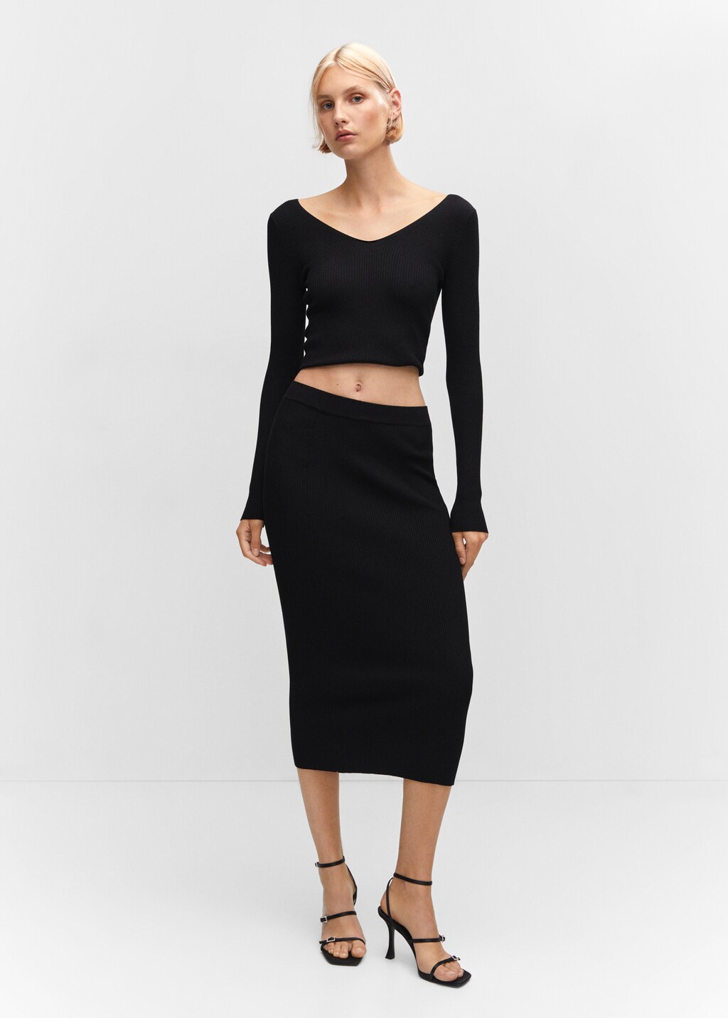 Jupe midi cotelee Femme MANGO OUTLET Luxembourg
