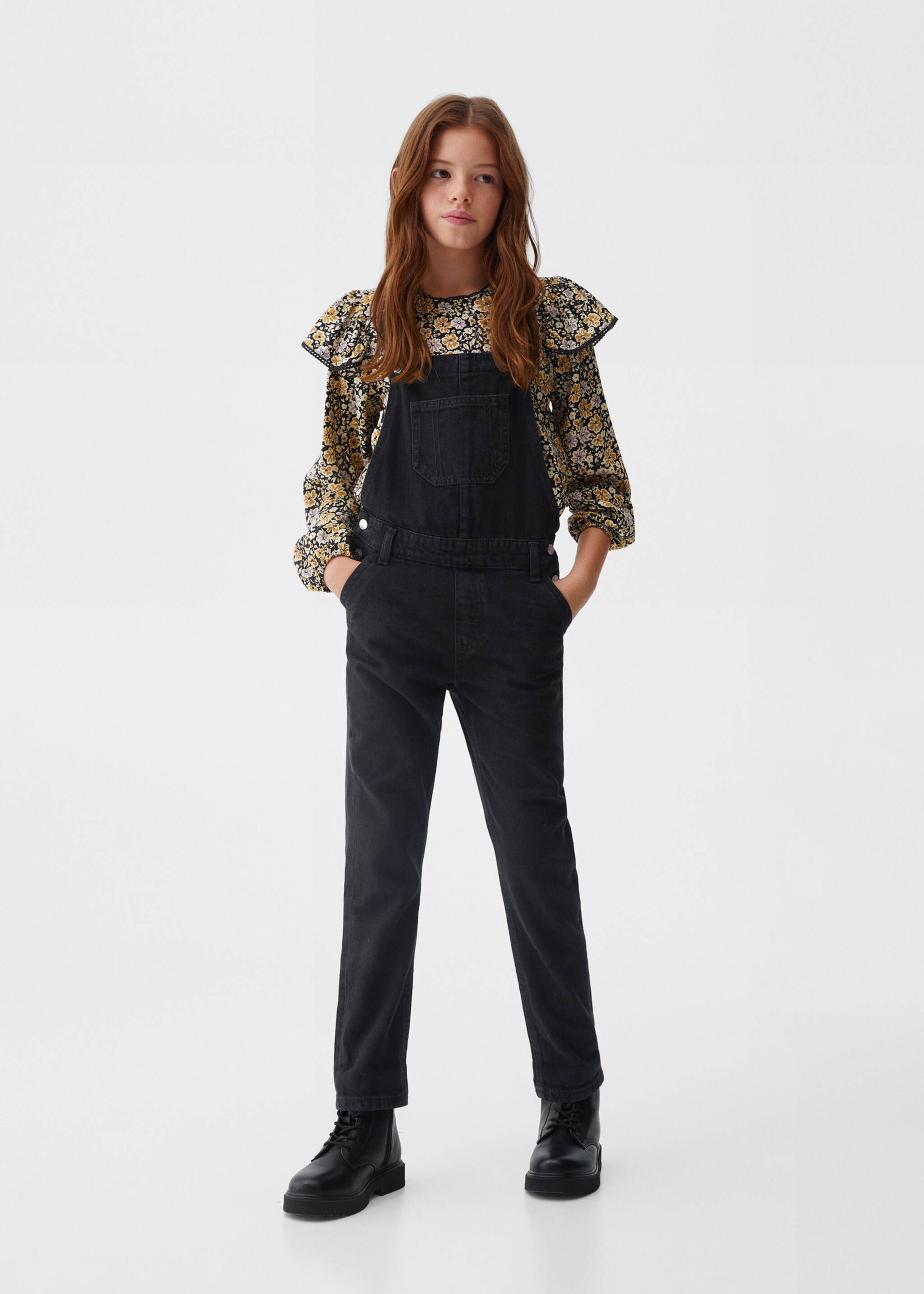Long denim dungarees - General plane, Black denim. Ref: 57074005-00.