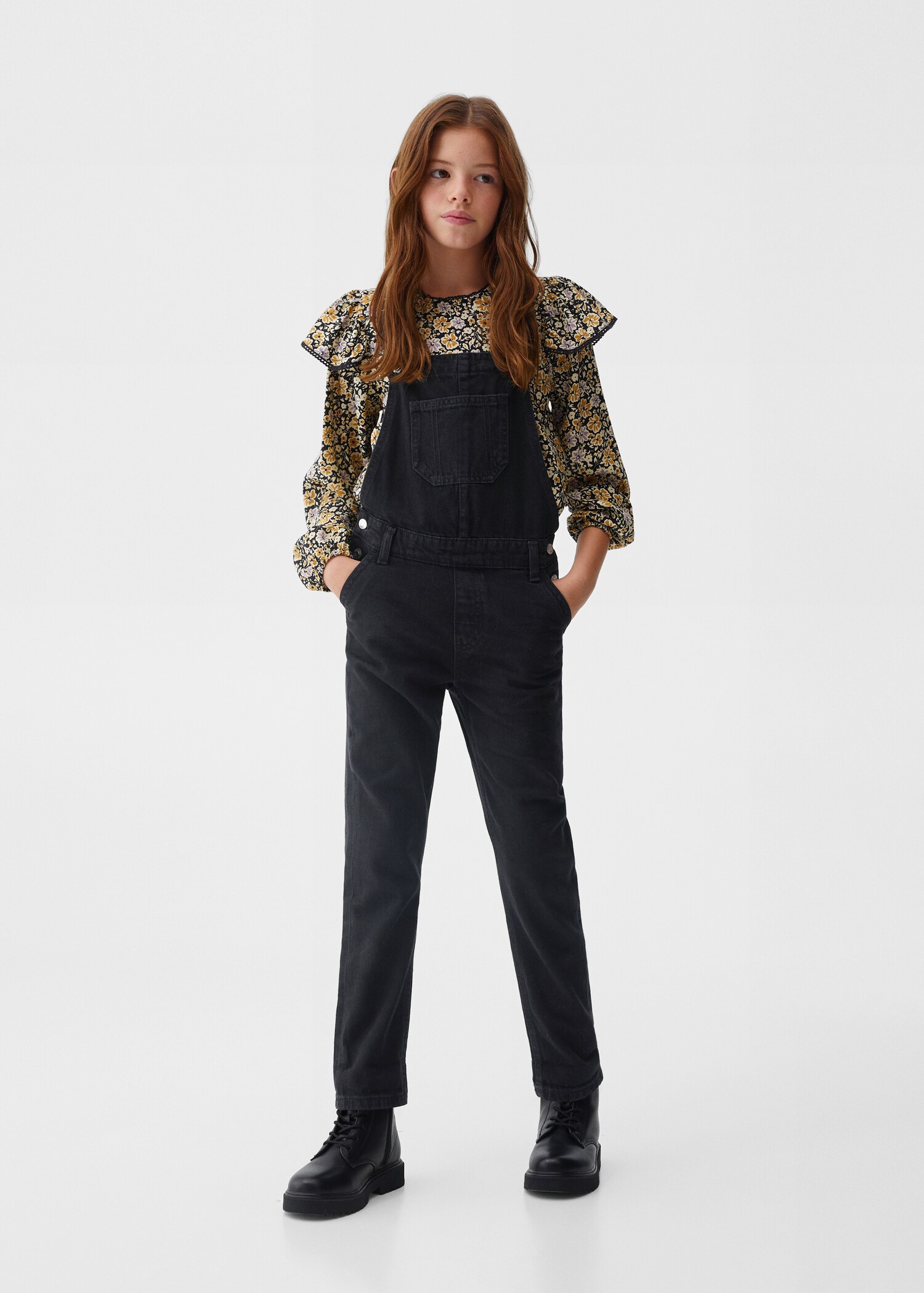 Long denim dungarees - General plane