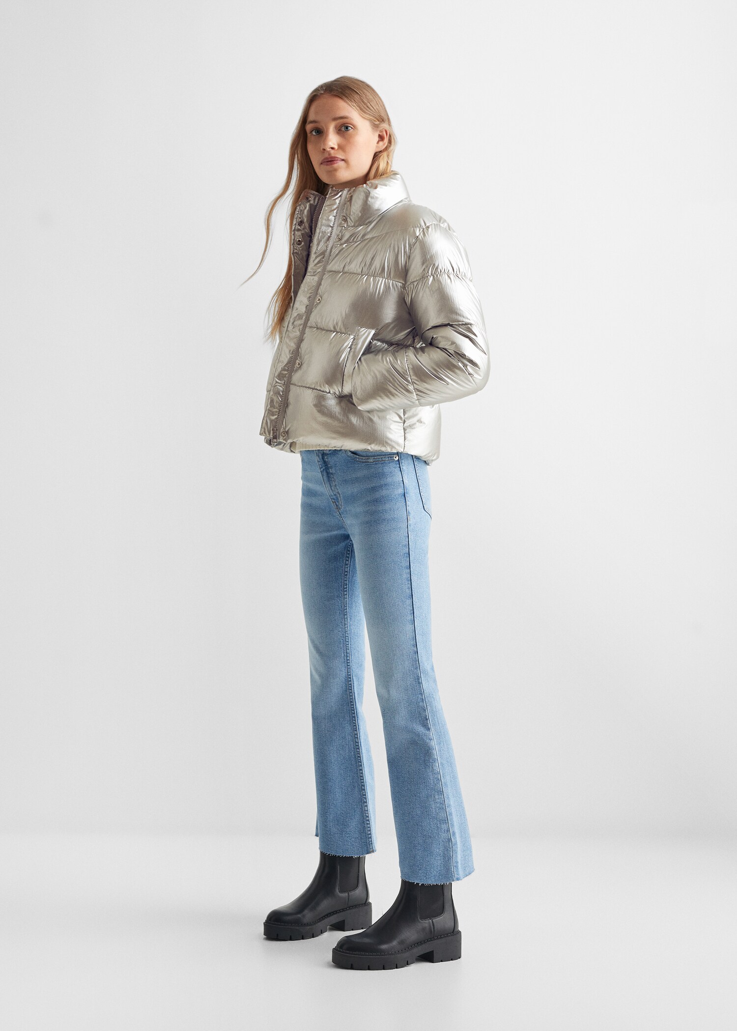 Metallic puffer jacket - General plane