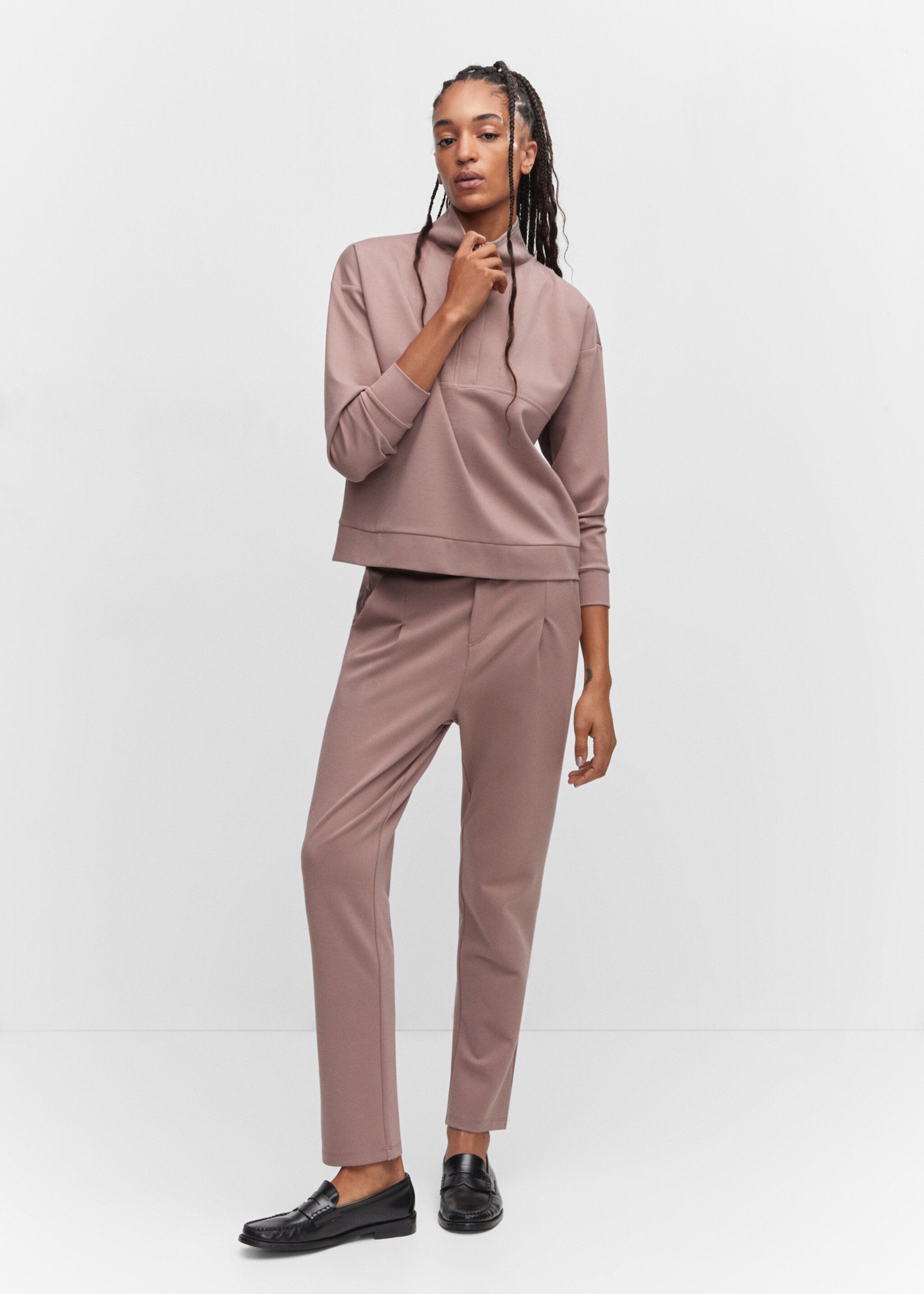Perkins-neck sweater with zip - General plane