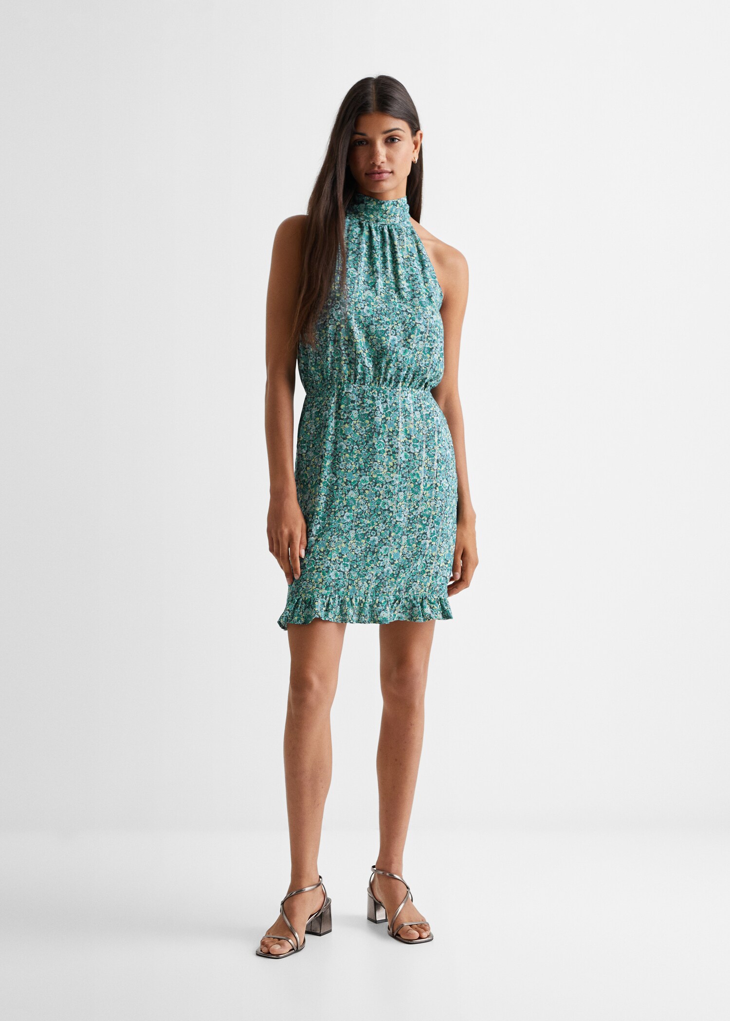 Printed halter-neck dress - General plane