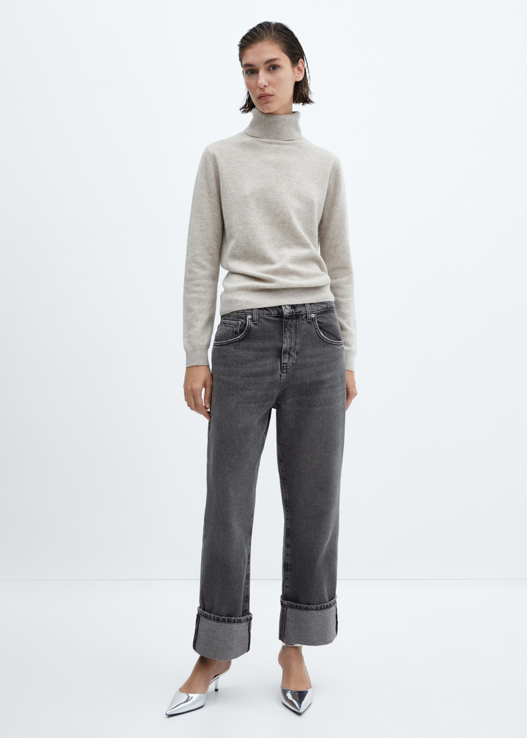 Wideleg jeans with turned-up hem - General plane