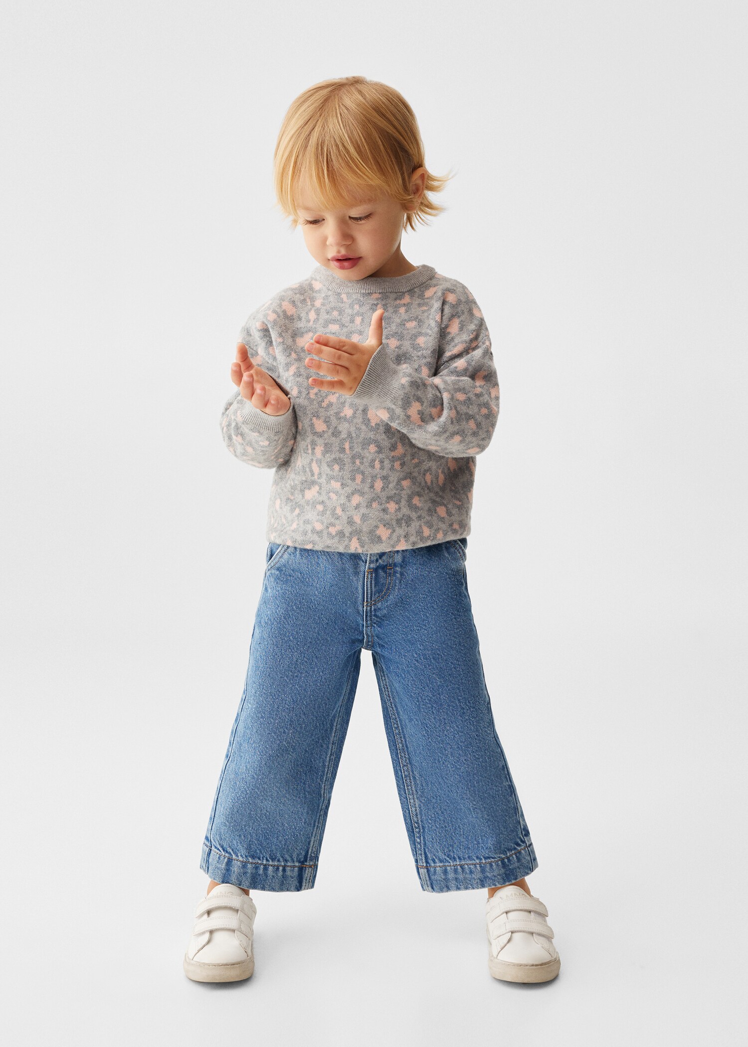 Stickad sweatshirt med tryck - Allmän bild