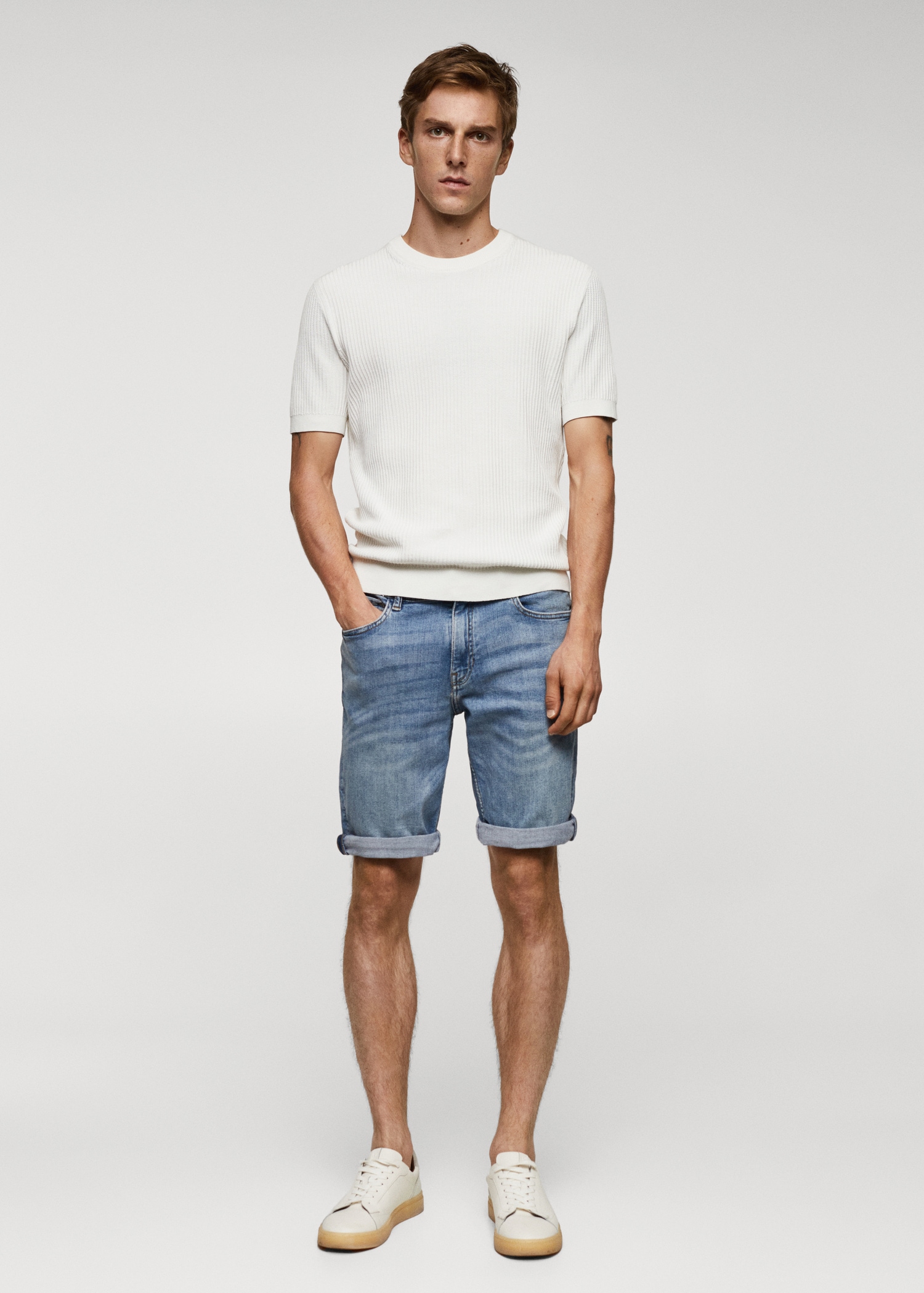 Slim-fit denim bermuda shorts Men MANGO OUTLET USA